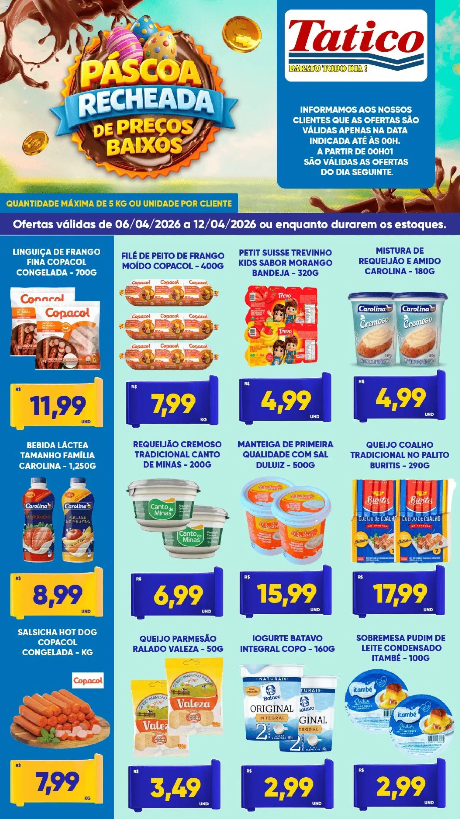 Tatico Folheto - válido de 06.04.2026 | Página: 1 | Produtos: Iogurte, Bandeja, Frango, Peito de frango
