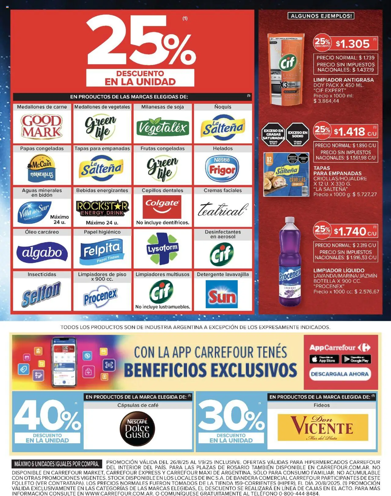 Carrefour ofertas - Catamarca │ válido desde el 26.08.2025 | Página: 8 | Productos: Papel higiénico, Detergente, Ñoquis, Limpiador