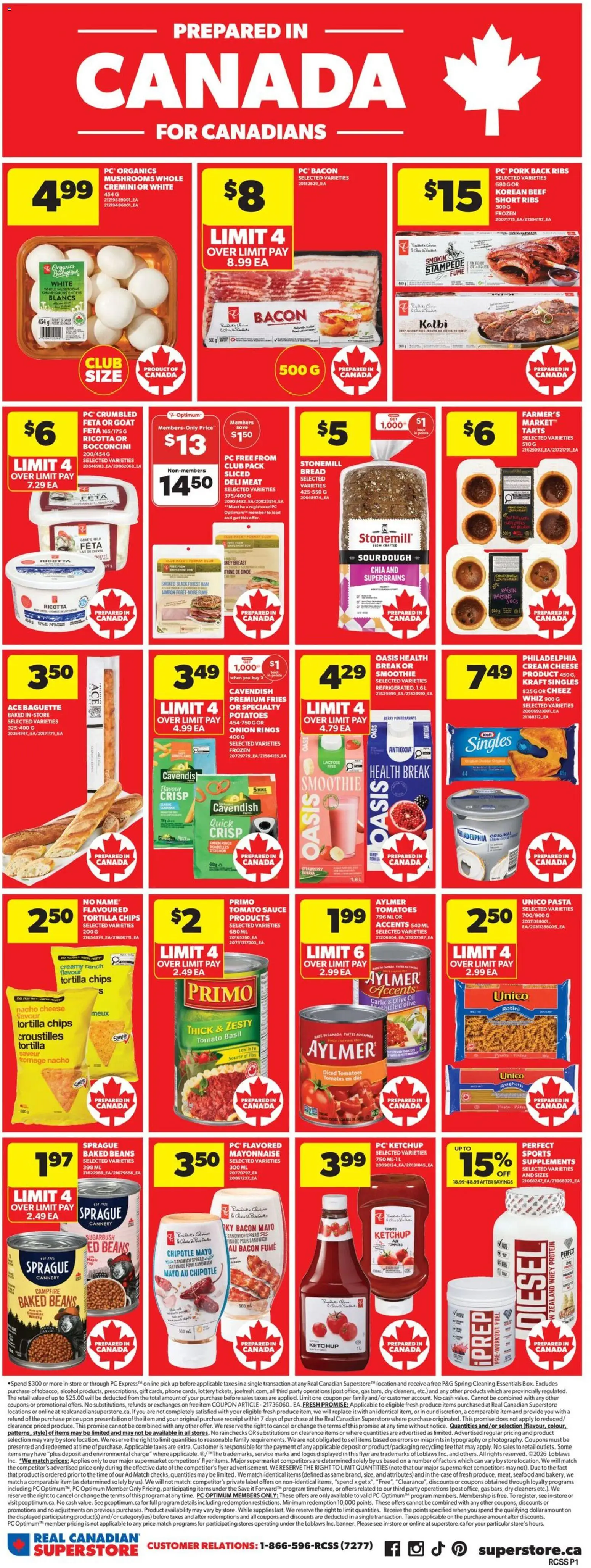 Real Canadian Superstore flyer valid from 05.03.2026 | Page: 8 | Products: Potatoes, Case, Bread, Pork
