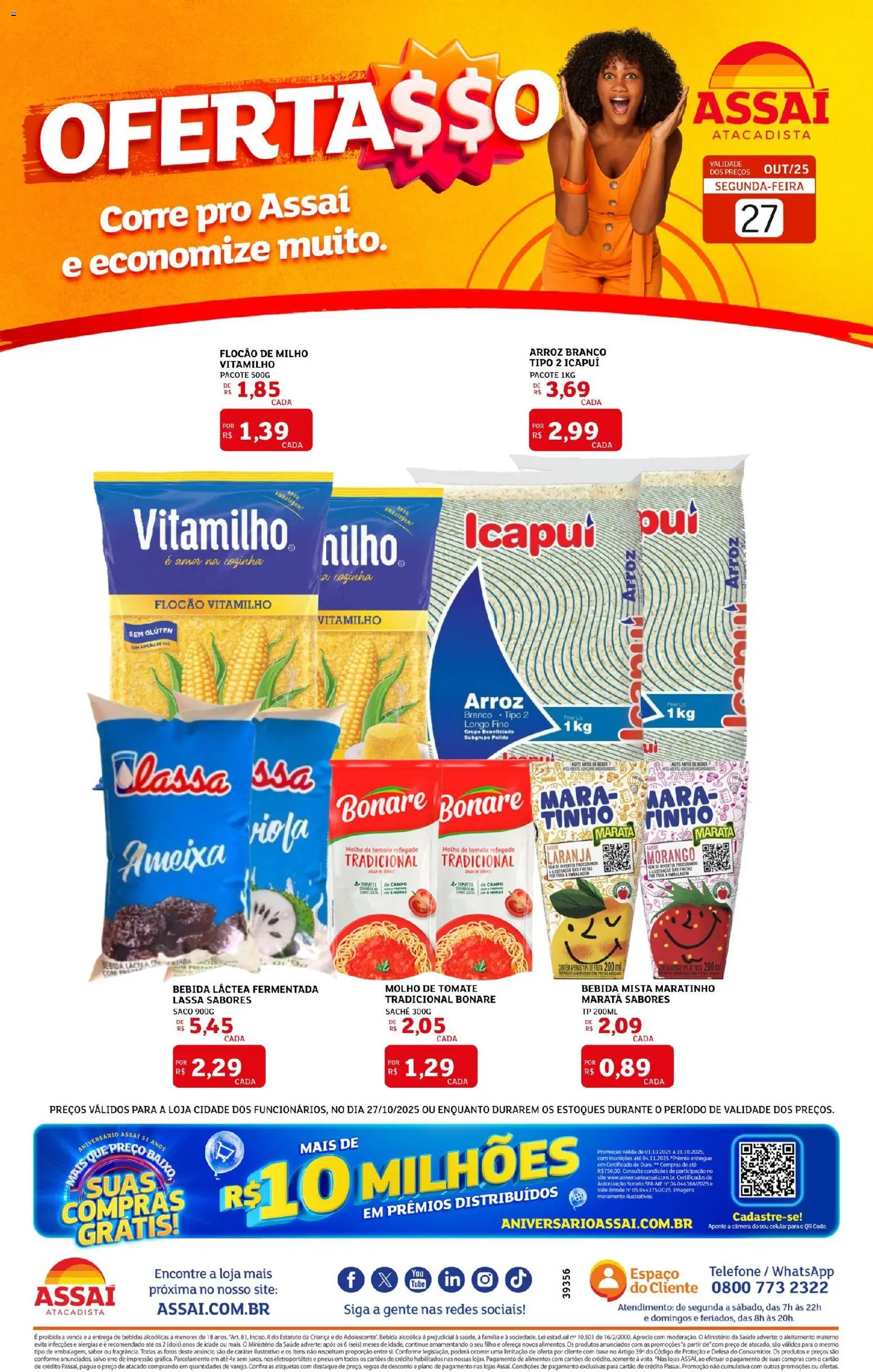 Assaí Atacadista Folheto - válido de 27.10.2025 | Página: 1 | Produtos: Celular, Molho de tomate, Telefone, Ameixa