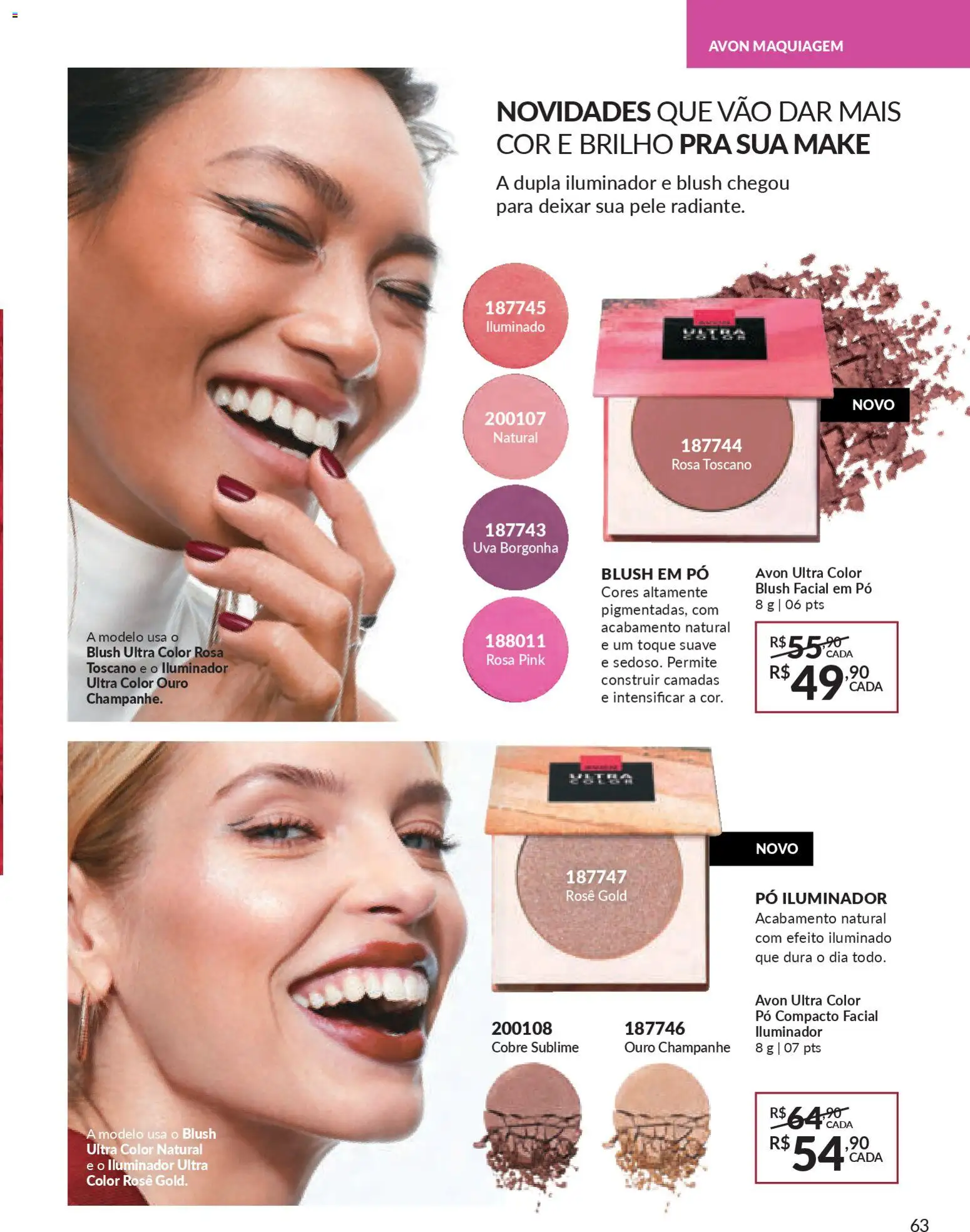 Avon Folheto - válido de 21.11.2025 | Página: 63 | Produtos: Pó compacto, Maquiagem, Pó, Blush