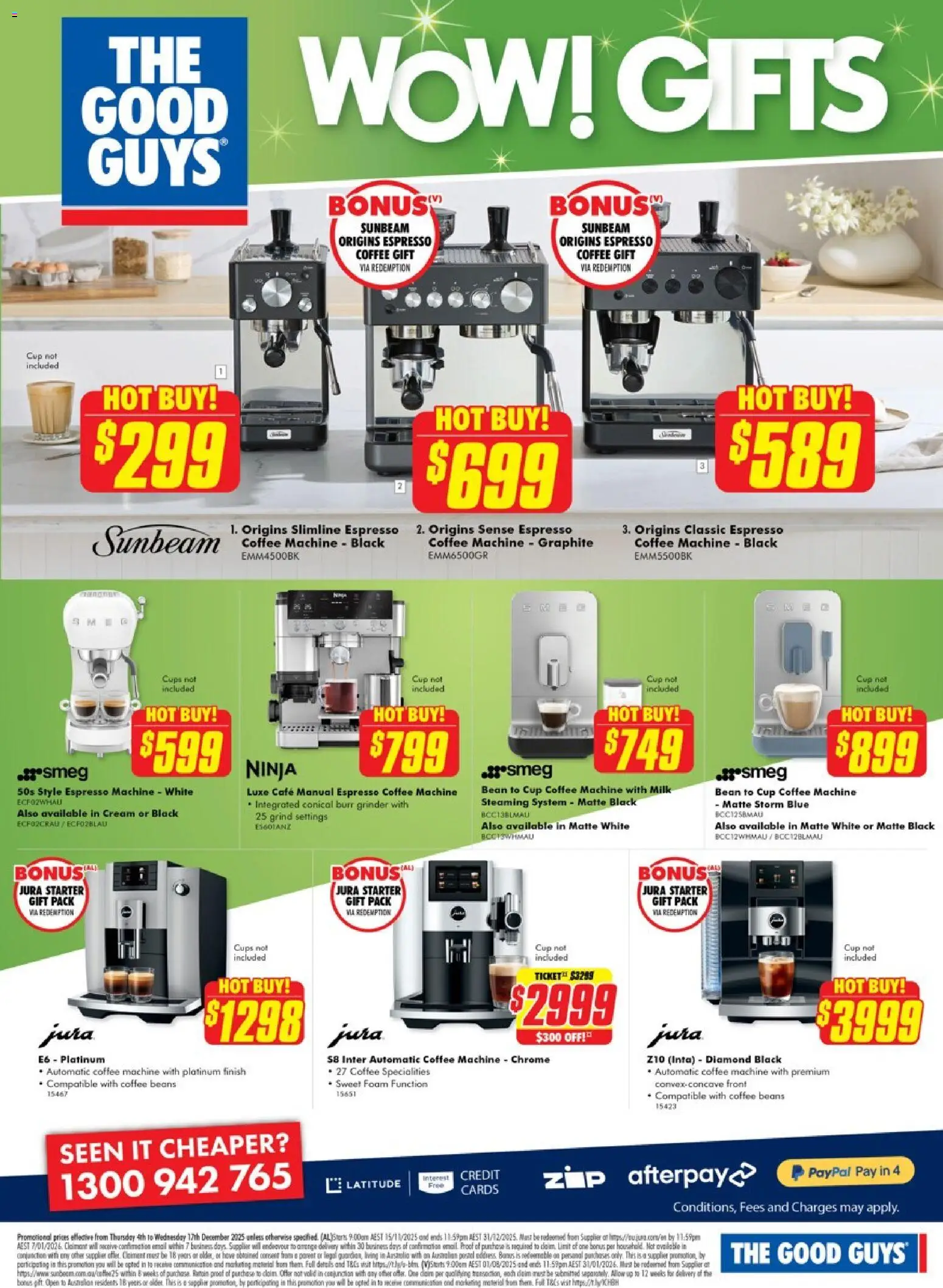 The Good Guys catalogue - valid from 03.12.2025 | Page: 13 | Products: Cups, Milk, Grinder, Espresso machine