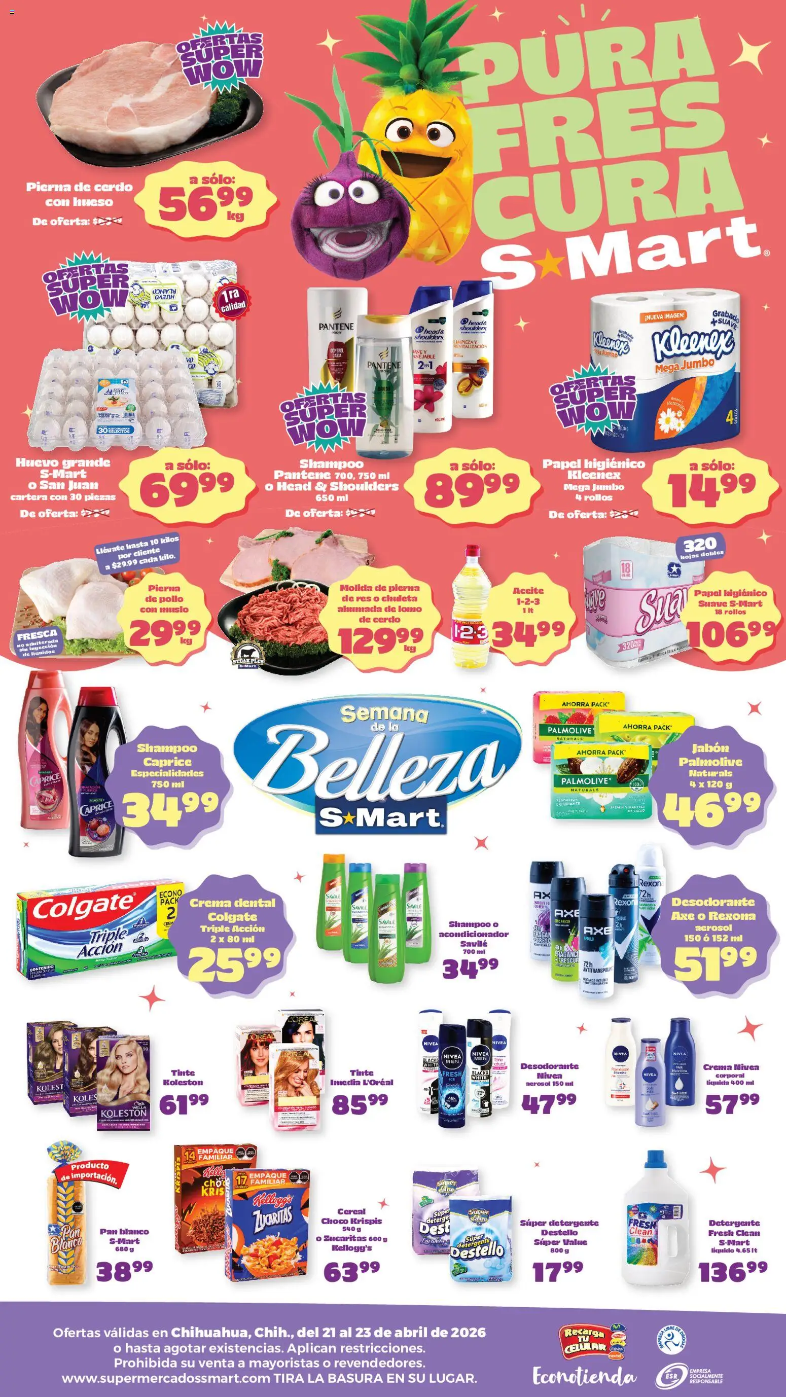 Nuevas ofertas de S-Mart válidas en toda la República Mexicana desde el 21.04.2026. ¡Encuentra las mejores ofertas en S-Mart folleto! | Página: 2 | Productos: Desodorante, Detergente, Aceite, Acondicionador