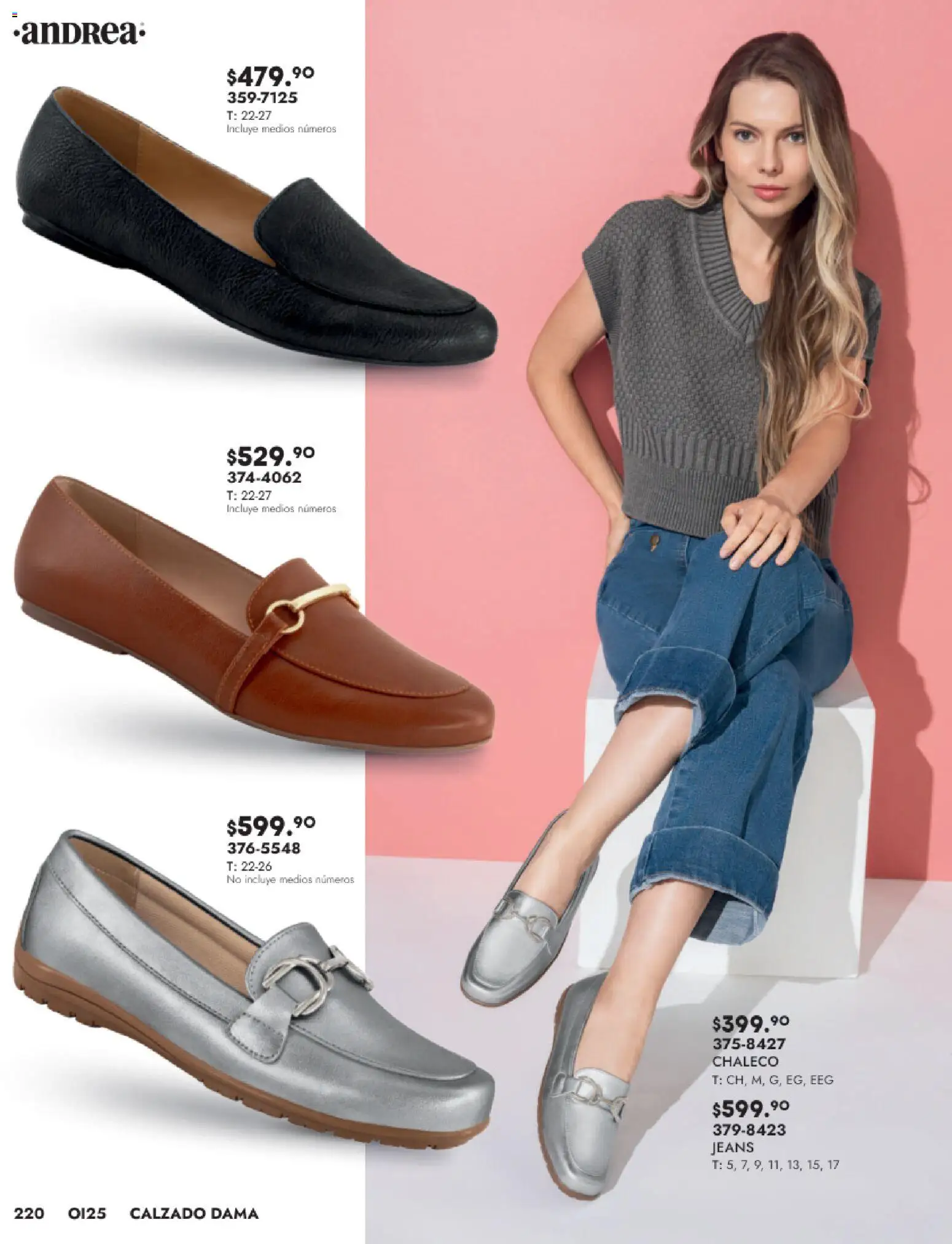 Nuevas ofertas de Andrea válidas en toda la República Mexicana desde el 24.08.2025. ¡Encuentra las mejores ofertas en Andrea - Catálogo Calzado Dama! | Página: 220 | Productos: Chaleco