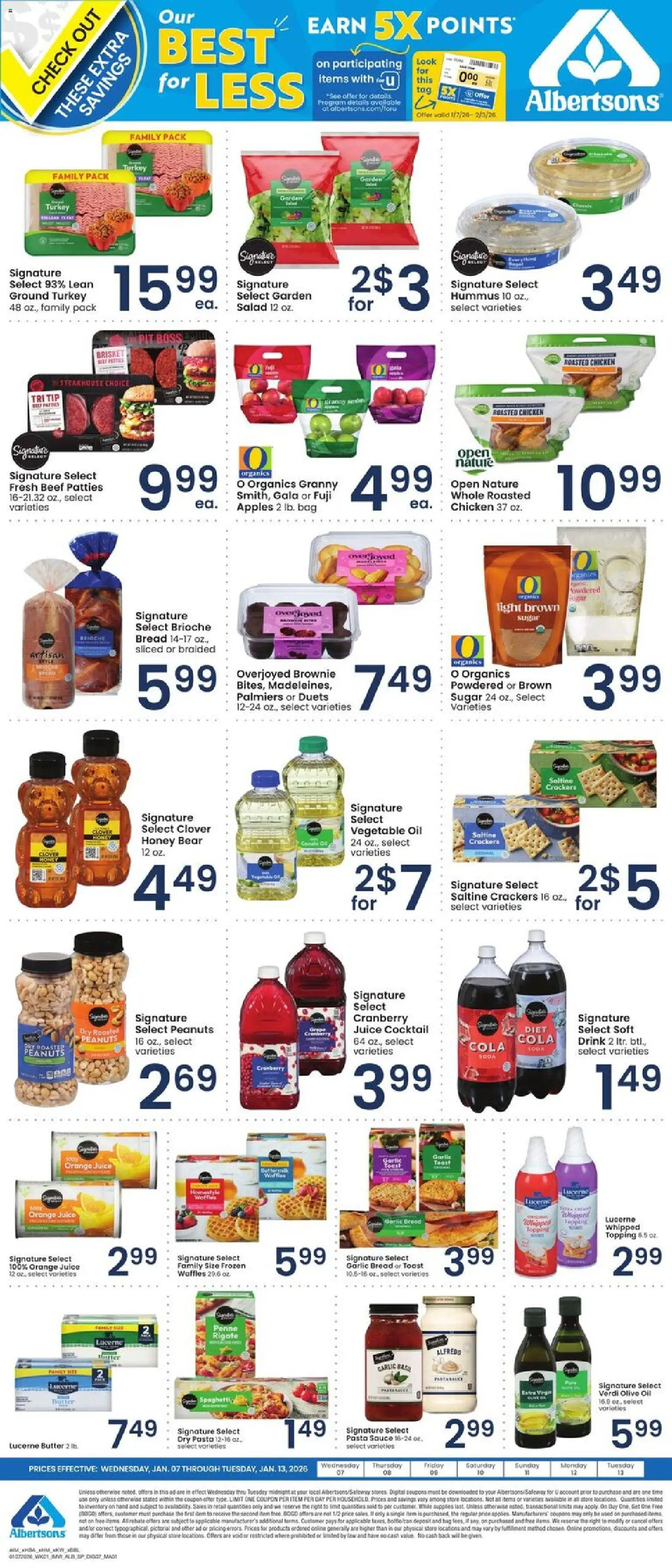 Albertsons Specialty Publication - valid from 07.01.2026 | Page: 1 | Products: Bread, Apples, Beef, Salad