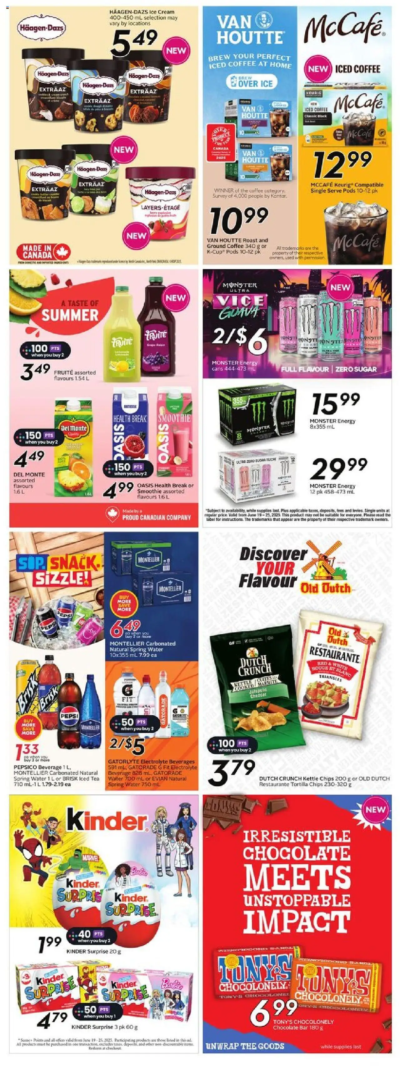 Safeway flyer valid from 19.06.2025 | Page: 20 | Products: Tea, Chips, Ice cream, Chocolate