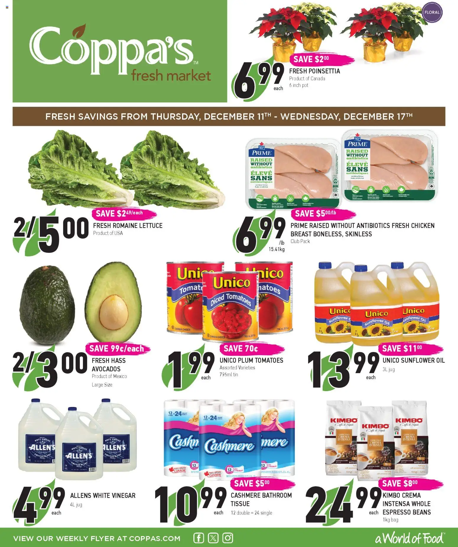 Coppas Fresh Market flyer valid from 11.12.2025 | Page: 1 | Products: Bag, Oil, Chicken, Tomatoes