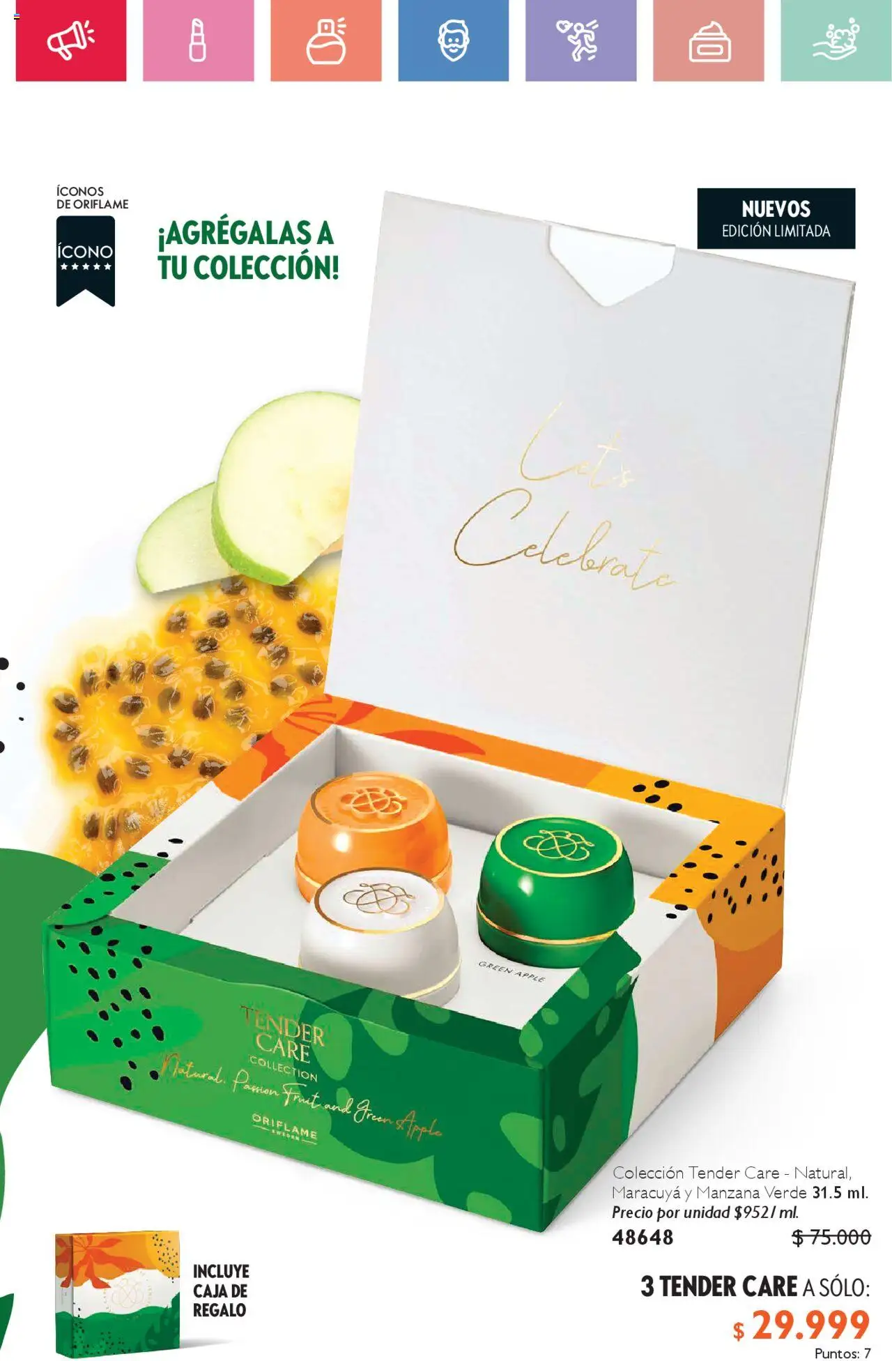Oriflame revista - valida desde el 02.08.2025 | Página: 127 | Productos: Manzana, Caja, Maracuyá