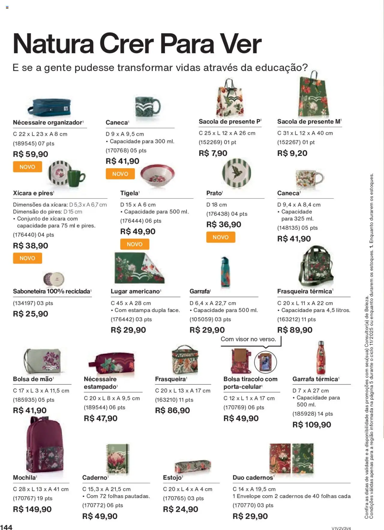 Natura Folheto - válido de 15.06.2025 | Página: 144 | Produtos: Necessaire, Garrafa térmica, Caneca, Envelope