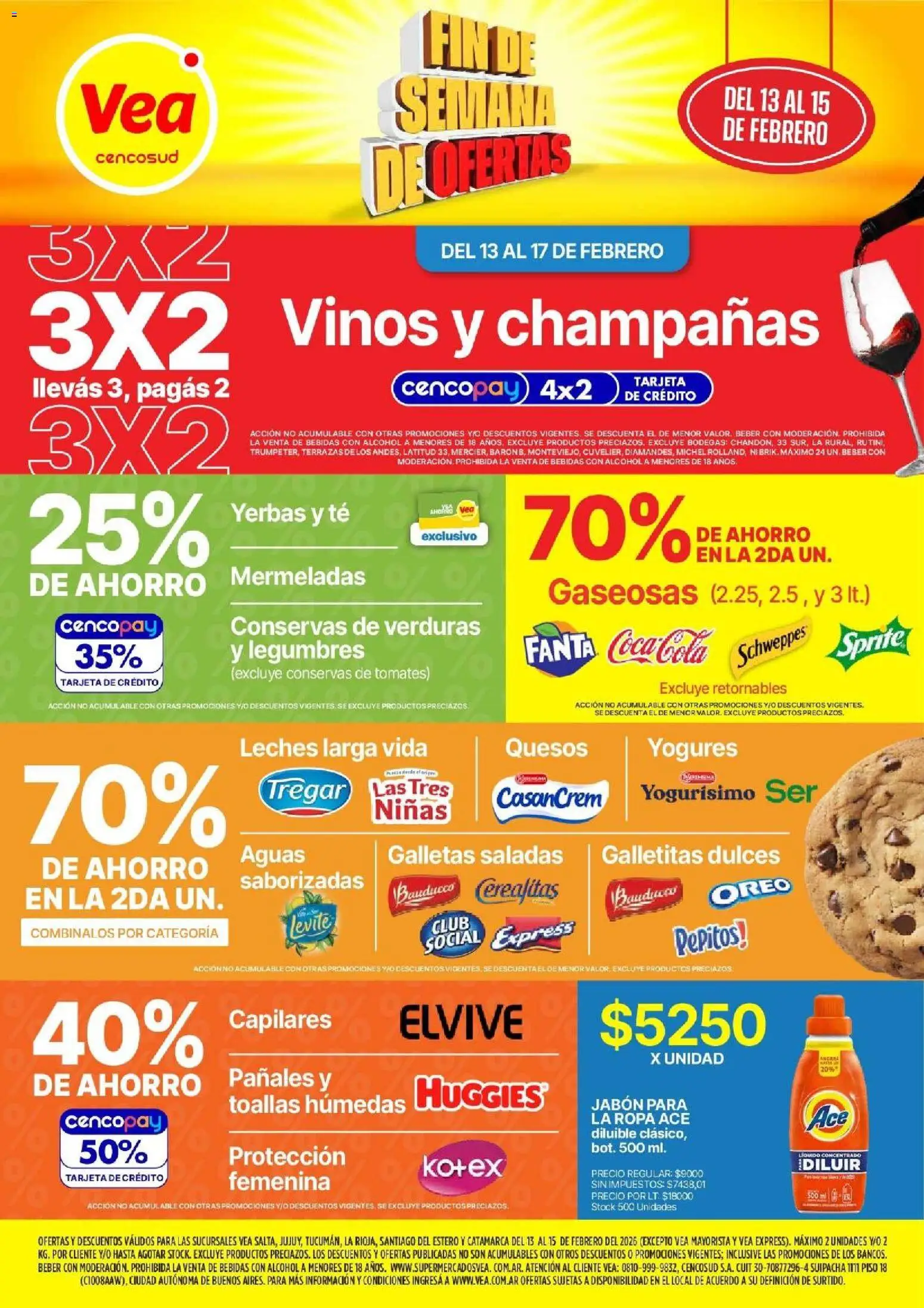 Vea - Oferta fin de semana │ válido desde el 13.02.2026 | Página: 1 | Productos: Toallas, Galletitas, Ropa, Té