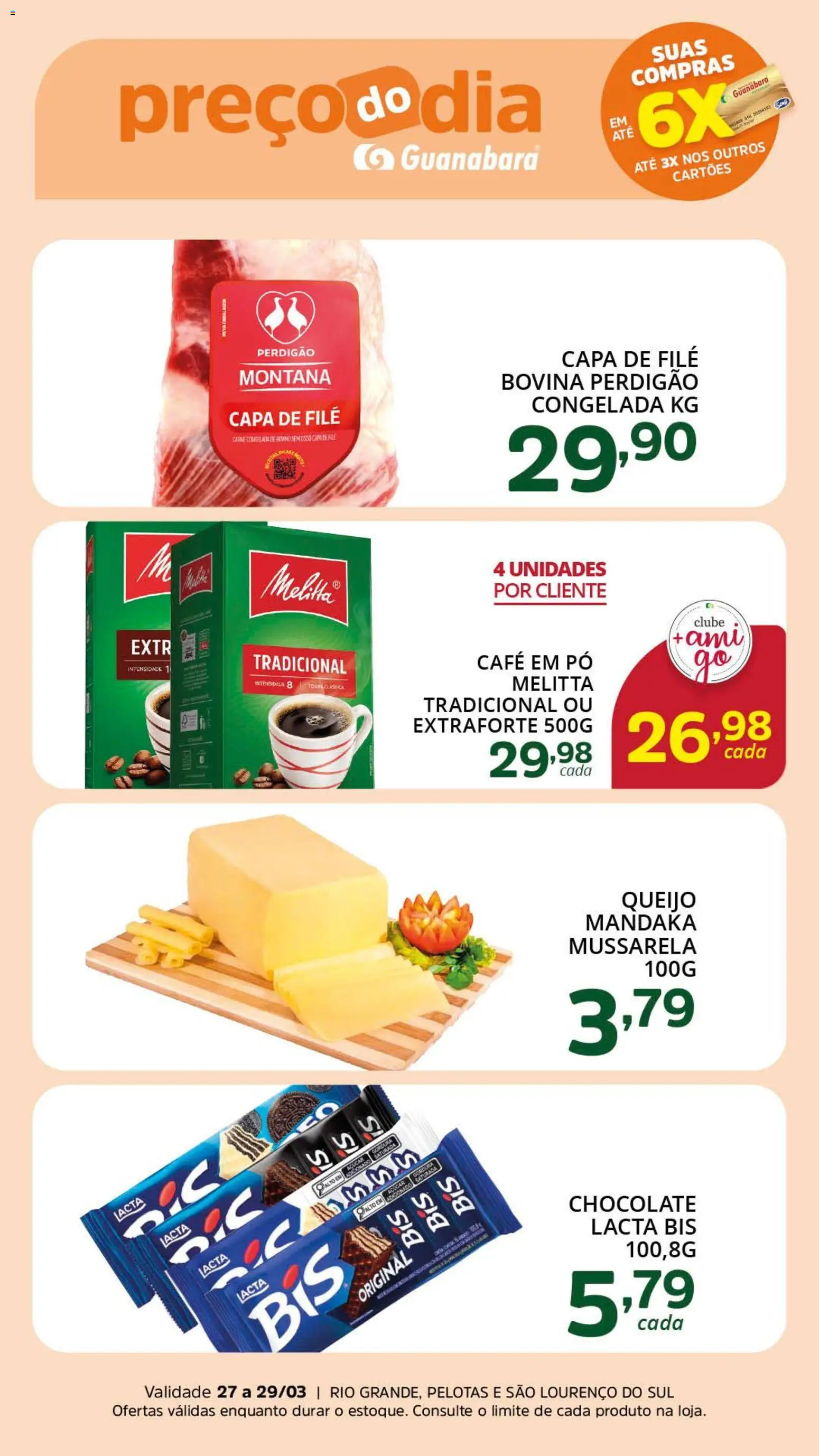 Supermercado Guanabara Folheto - válido de 27.03.2026 | Página: 1 | Produtos: Pó, Queijo, Café, Mussarela