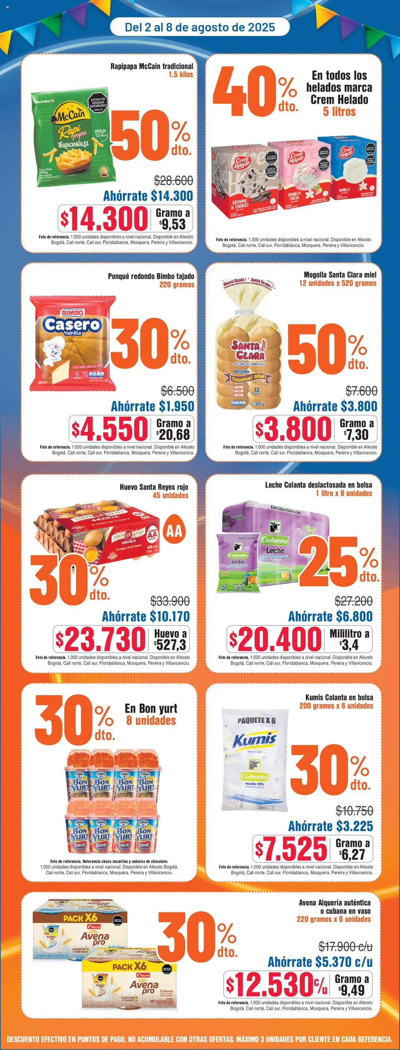 Alkosto revista - valida desde el 02.08.2025 | Página: 2 | Productos: Arequipe, Horno, Peso, Pan
