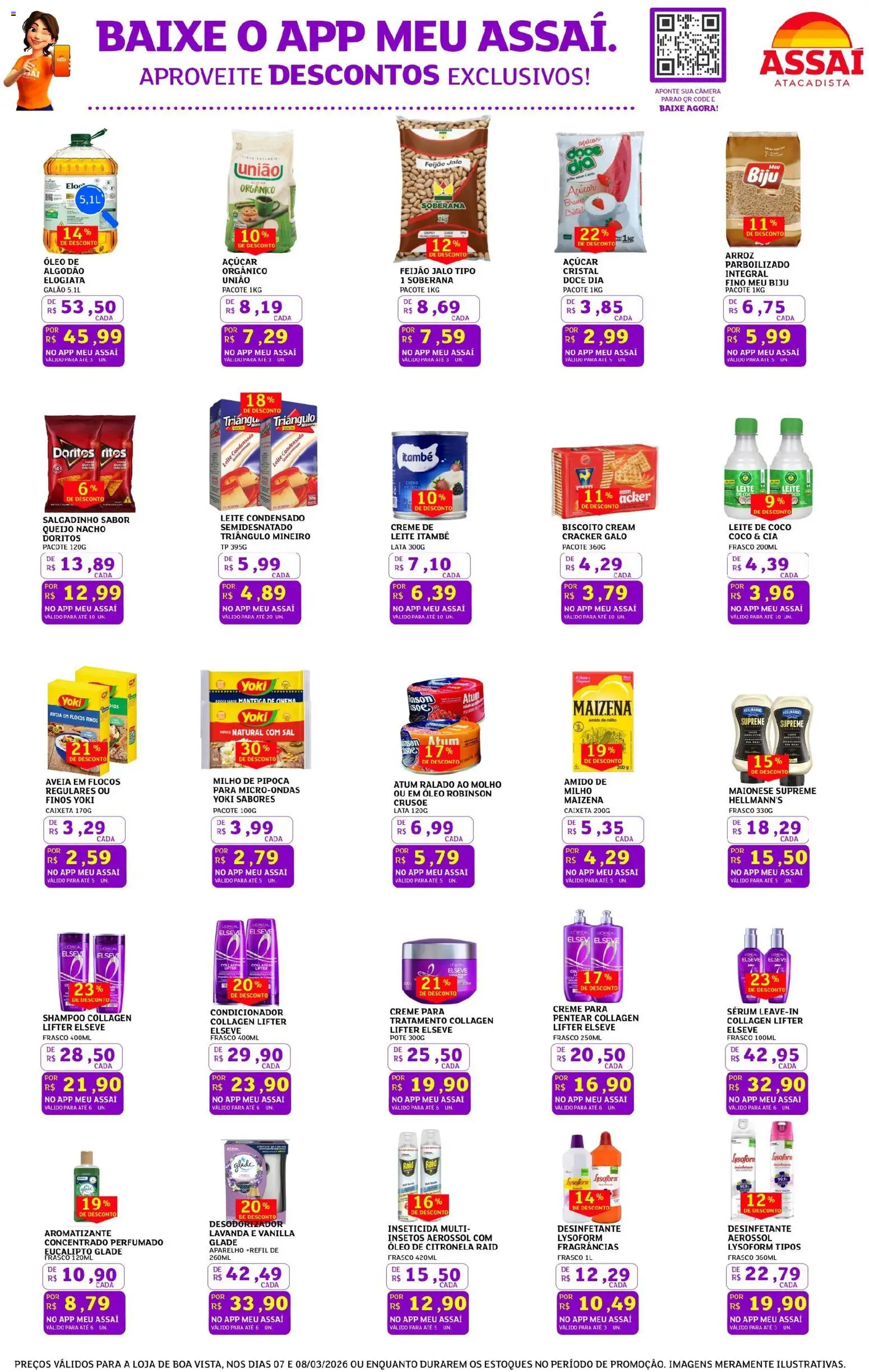 Assaí Atacadista Folheto - válido de 07.03.2026 | Página: 3 | Produtos: Biscoito, Leite, Flocos, Atum
