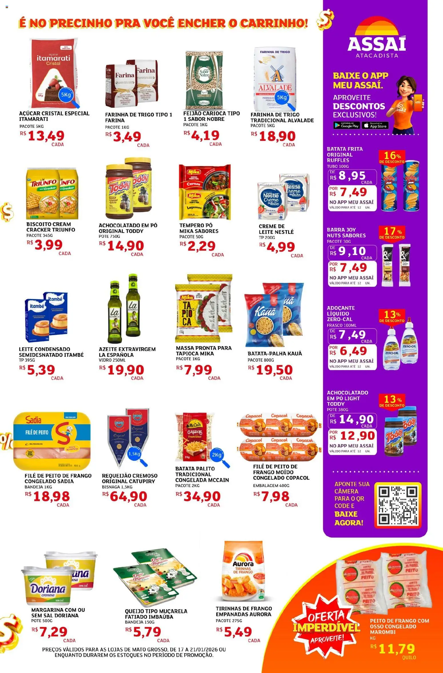 Assaí Atacadista Folheto - válido de 17.01.2026 | Página: 3 | Produtos: Feijão, Farinha de trigo, Queijo, Mussarela