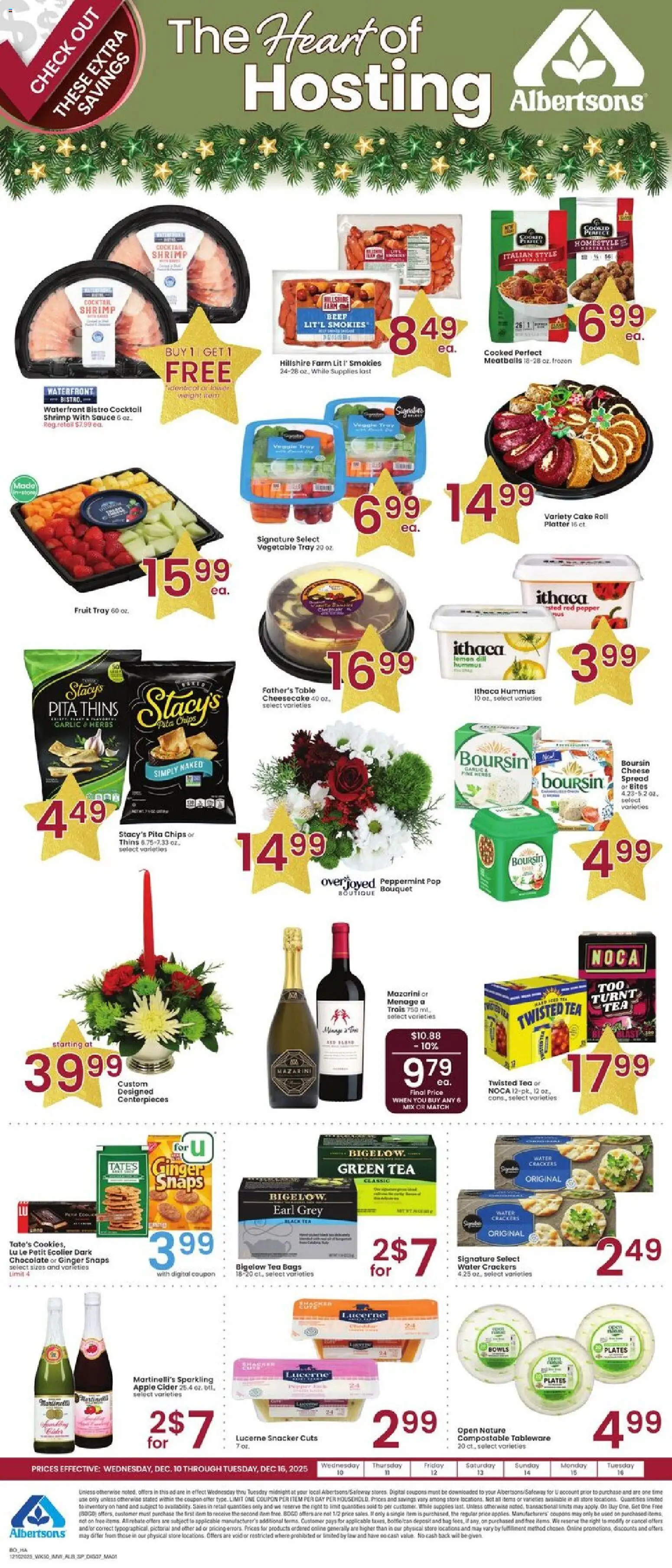 Albertsons Specialty Publication - valid from 10.12.2025 | Page: 1 | Products: Tea, Beef, Chips, Cheesecake