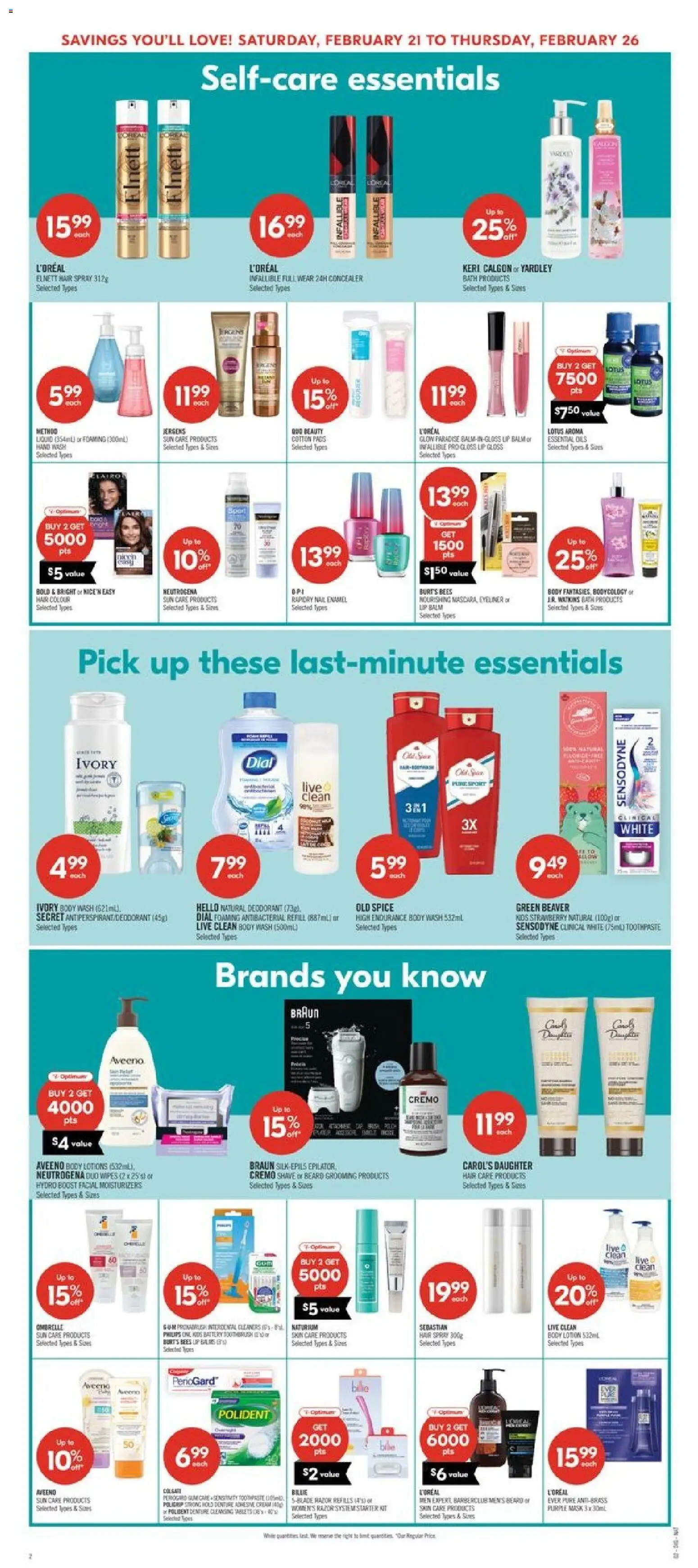 Shoppers flyer valid from 20.02.2026 | Page: 15 | Products: Eyeliner, Body lotion, Deodorant, Bath