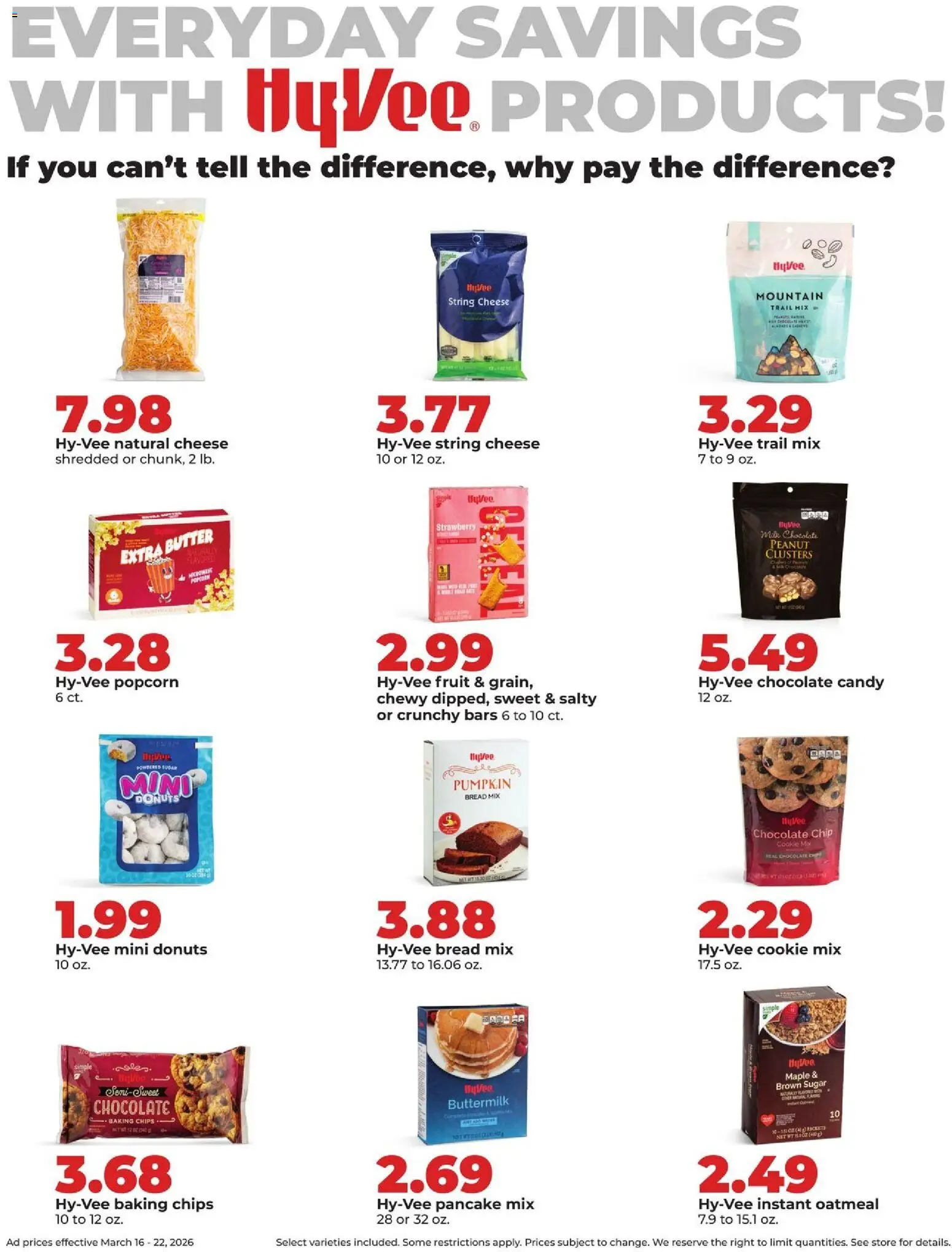 HyVee Weekly Ad - valid from 16.03.2026 | Page: 22 | Products: Milk, Butter, Chips, Sugar