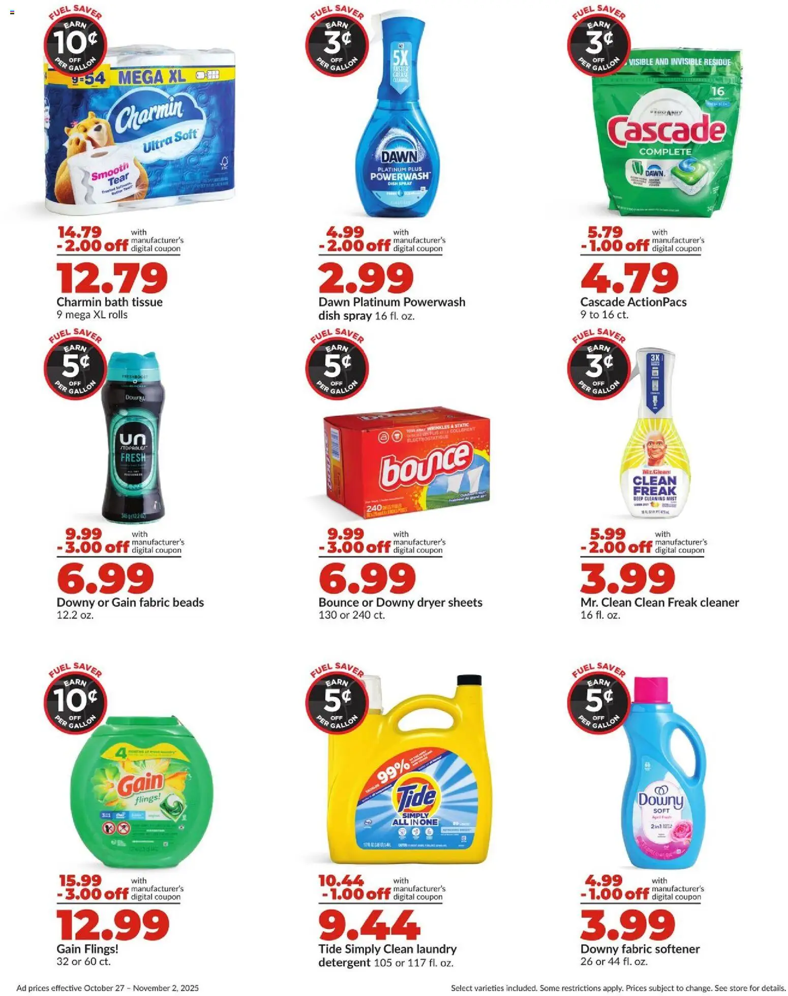 HyVee Weekly Ad - valid from 27.10.2025 | Page: 7 | Products: Bath, Fabric softener, Detergent, Dryer