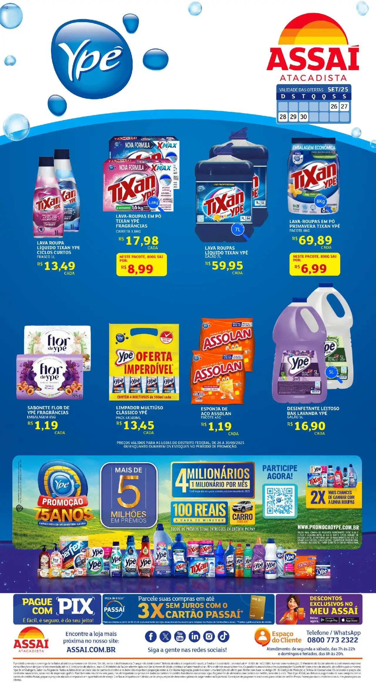 Assaí Atacadista Folheto - válido de 29.09.2025 | Página: 1 | Produtos: Perfume, Bebida, Telefone, Desinfetante