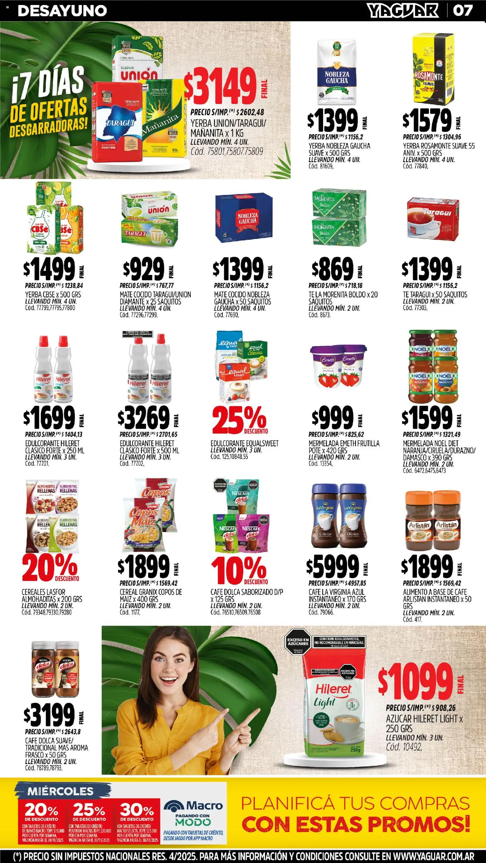 Yaguar - Salta │ válido desde el 03.11.2025 | Página: 7 | Productos: Banco, Yerba, Edulcorante, Mate cocido