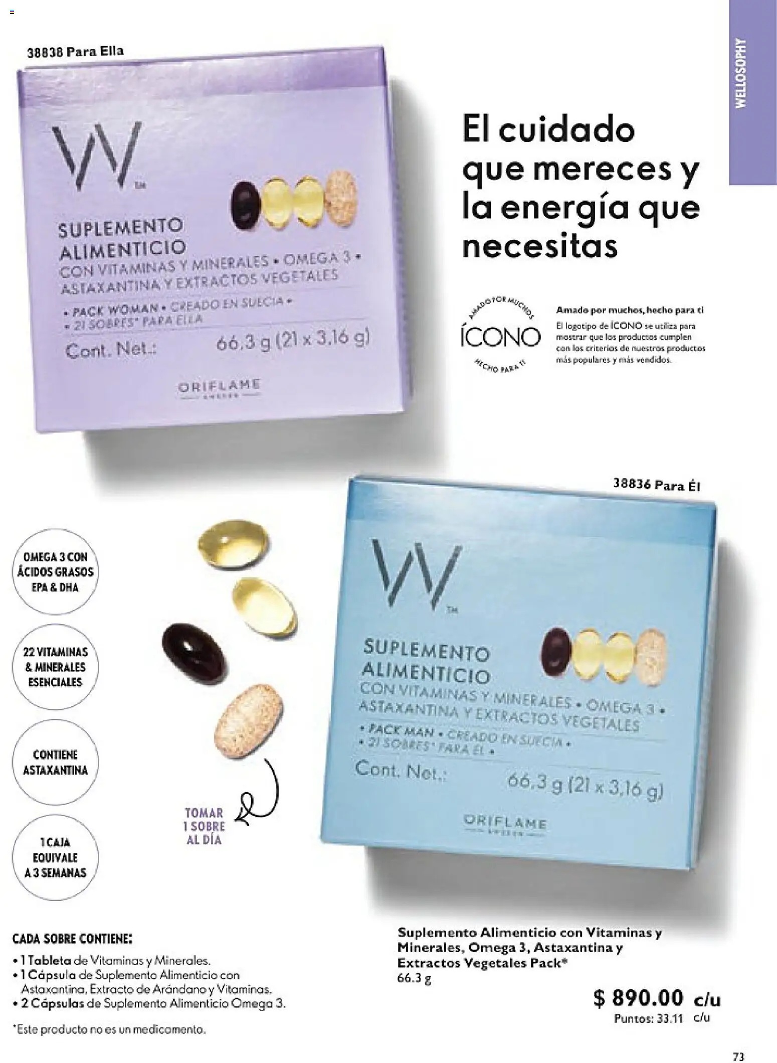 Nuevas ofertas de Oriflame válidas en toda la República Mexicana desde el 14.02.2026. ¡Encuentra las mejores ofertas en Oriflame campaña 3 2026! | Página: 73 | Productos: Papa, Vitaminas, Tableta, Sobre