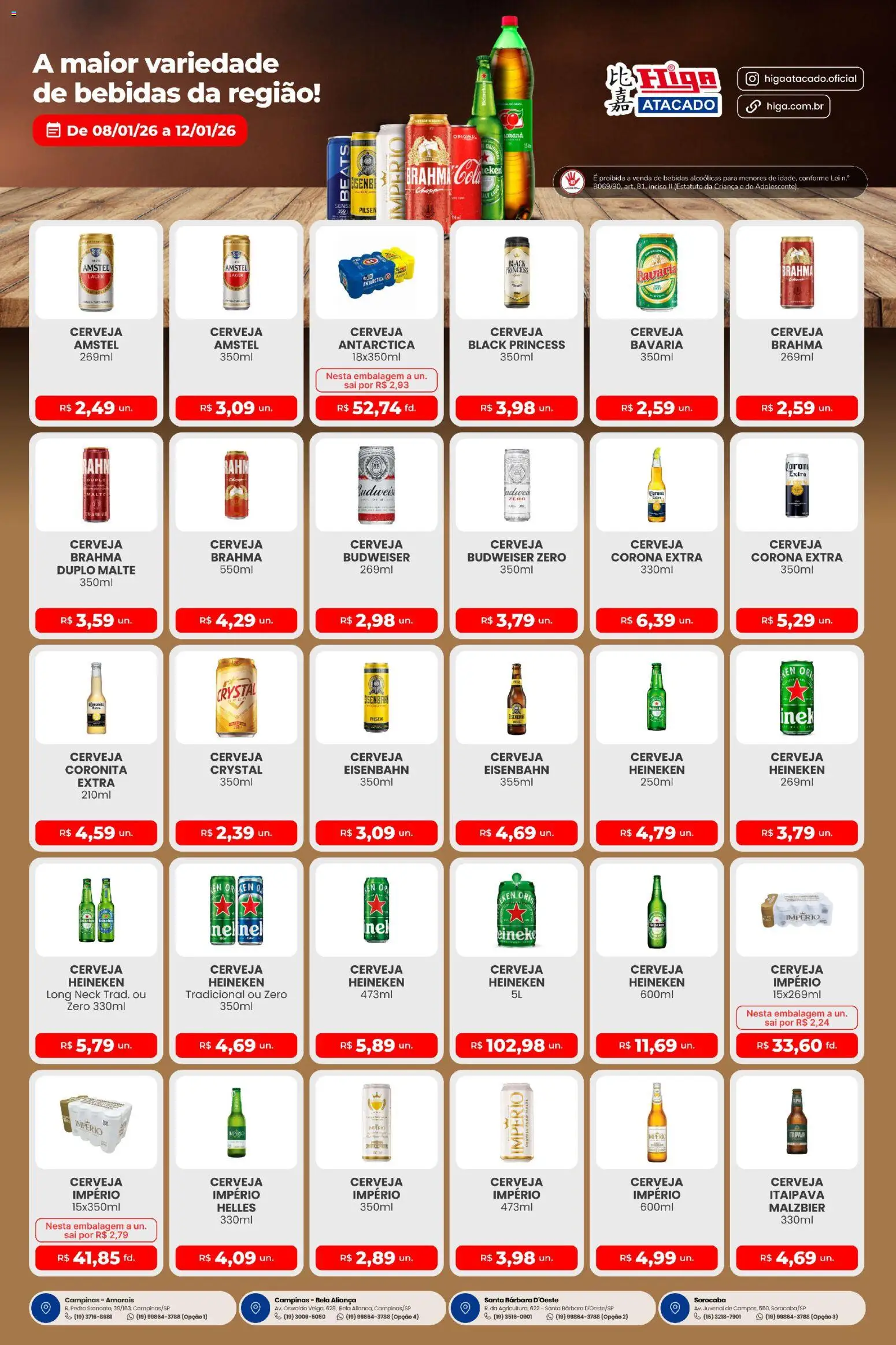 Higa Atacado Folheto - válido de 08.01.2026 | Página: 1 | Produtos: Aliança, Eisenbahn, Heineken, Bala