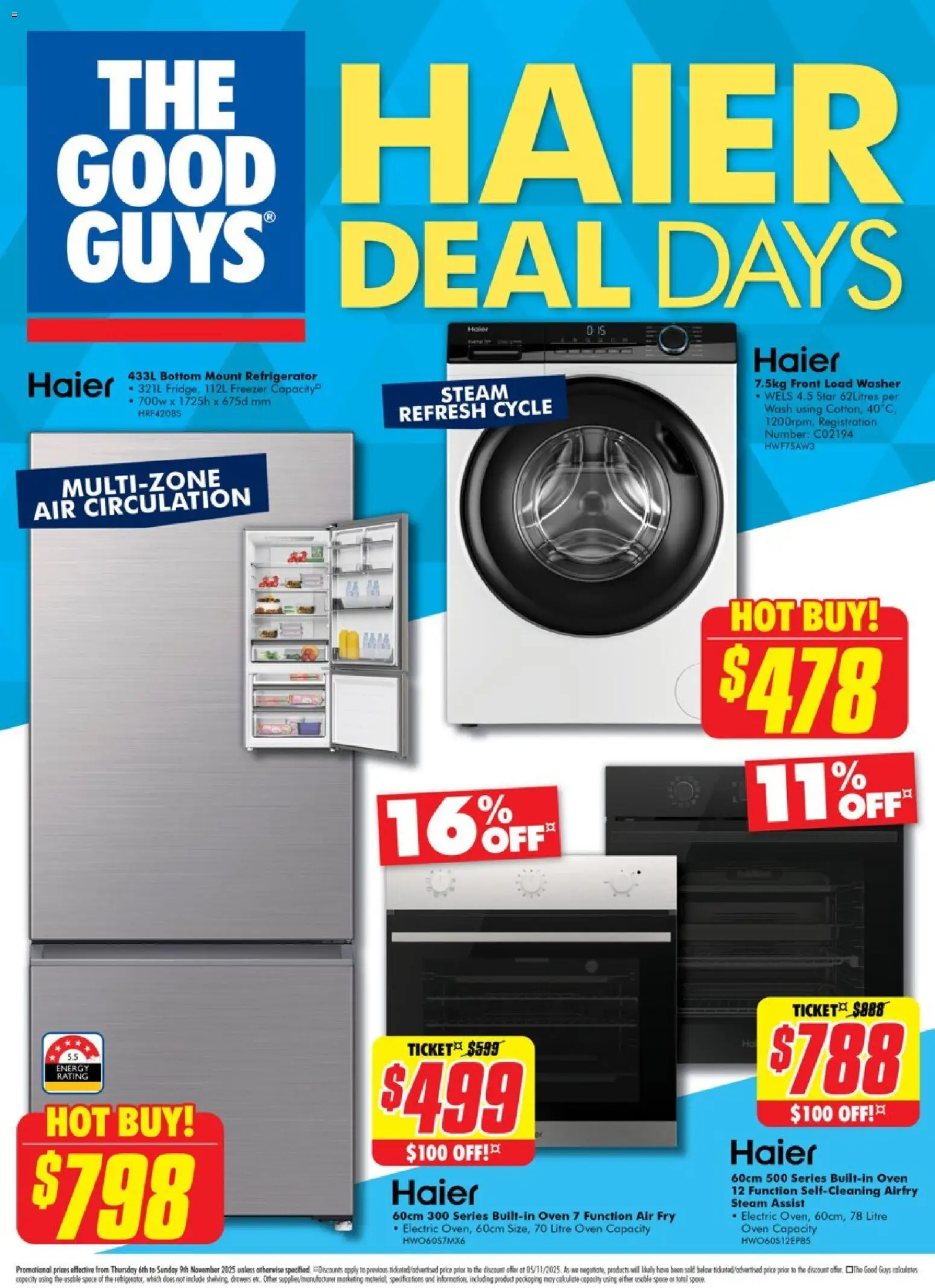The Good Guys catalogue - valid from 05.11.2025 | Page: 1 | Products: Freezer, Refrigerator, Oven, Washer