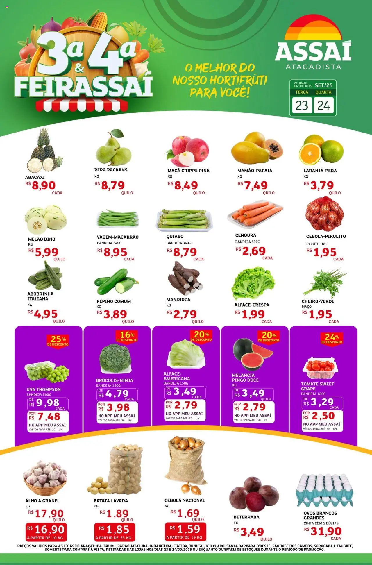 Assaí Atacadista Folheto - válido de 23.09.2025 | Página: 1 | Produtos: Melancia, Pera, Abobrinha, Beterraba