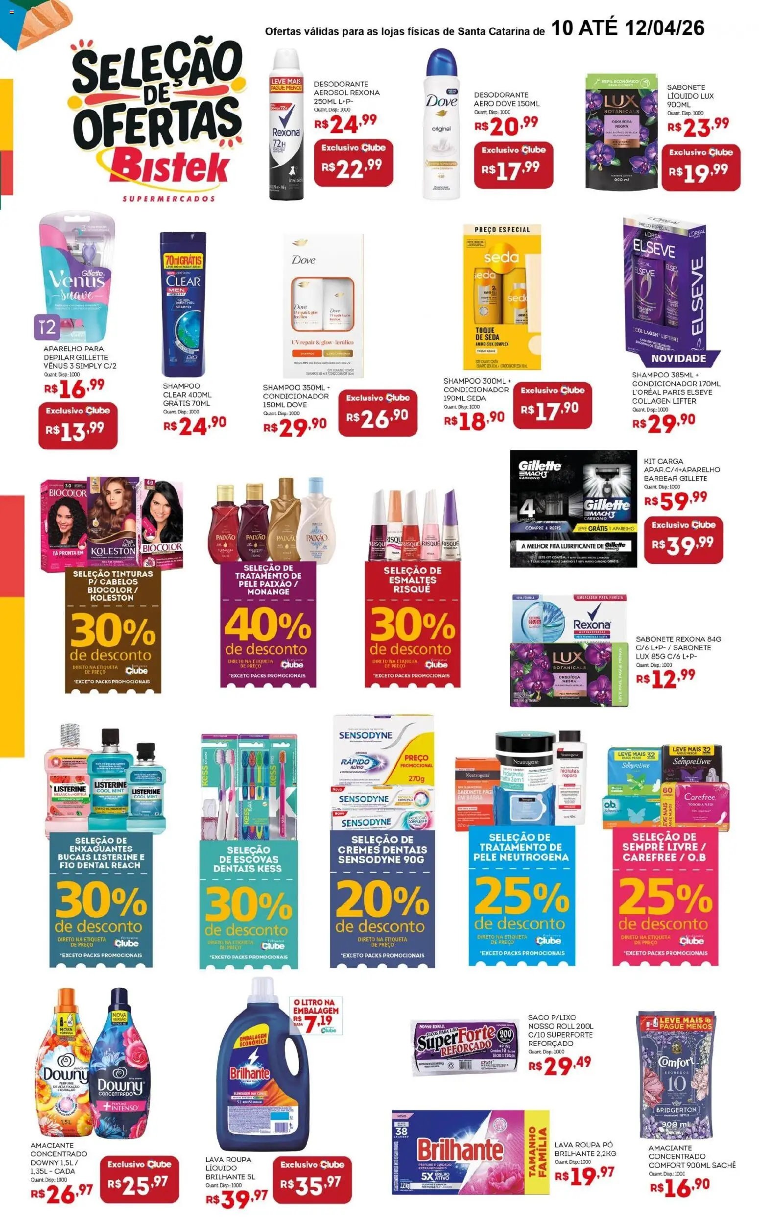 Bistek Supermercados Folheto - válido de 10.04.2026 | Página: 2 | Produtos: Sabonete, Rexona, Fio dental, Amaciante