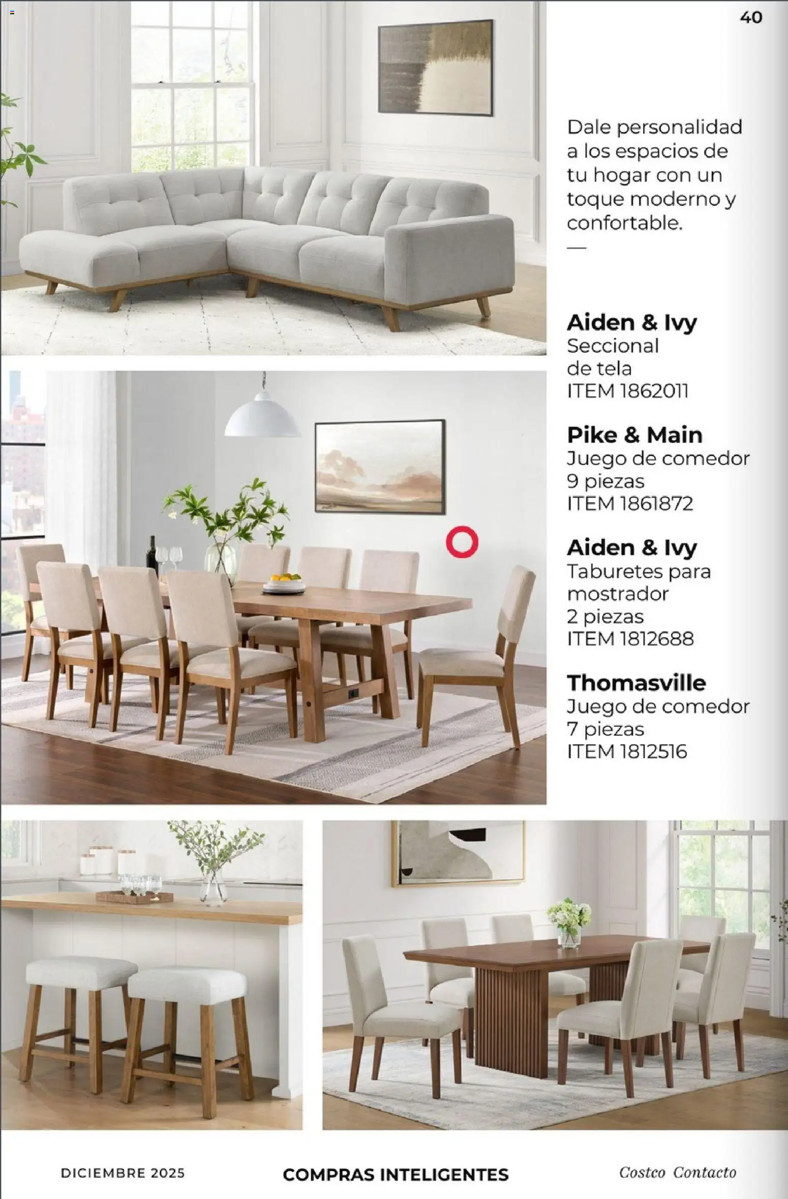 Nuevas ofertas de Costco válidas en toda la República Mexicana desde el 01.12.2025. ¡Encuentra las mejores ofertas en Costco Revista Diciembre! | Página: 40 | Productos: Sofá, Juego, Juego de comedor