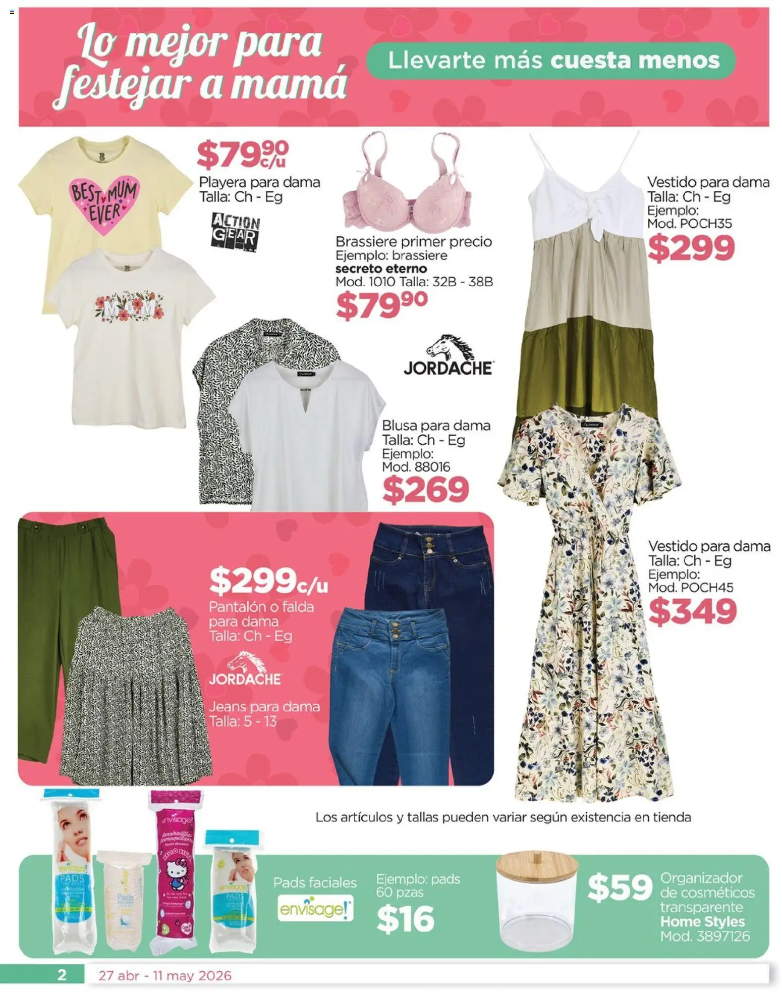 Nuevas ofertas de Chedraui válidas en toda la República Mexicana desde el 27.04.2026. ¡Encuentra las mejores ofertas en Chedraui folleto Lo mejor para festejar a mamá! | Página: 2 | Productos: Blusa, Organizador, Vestido, Falda