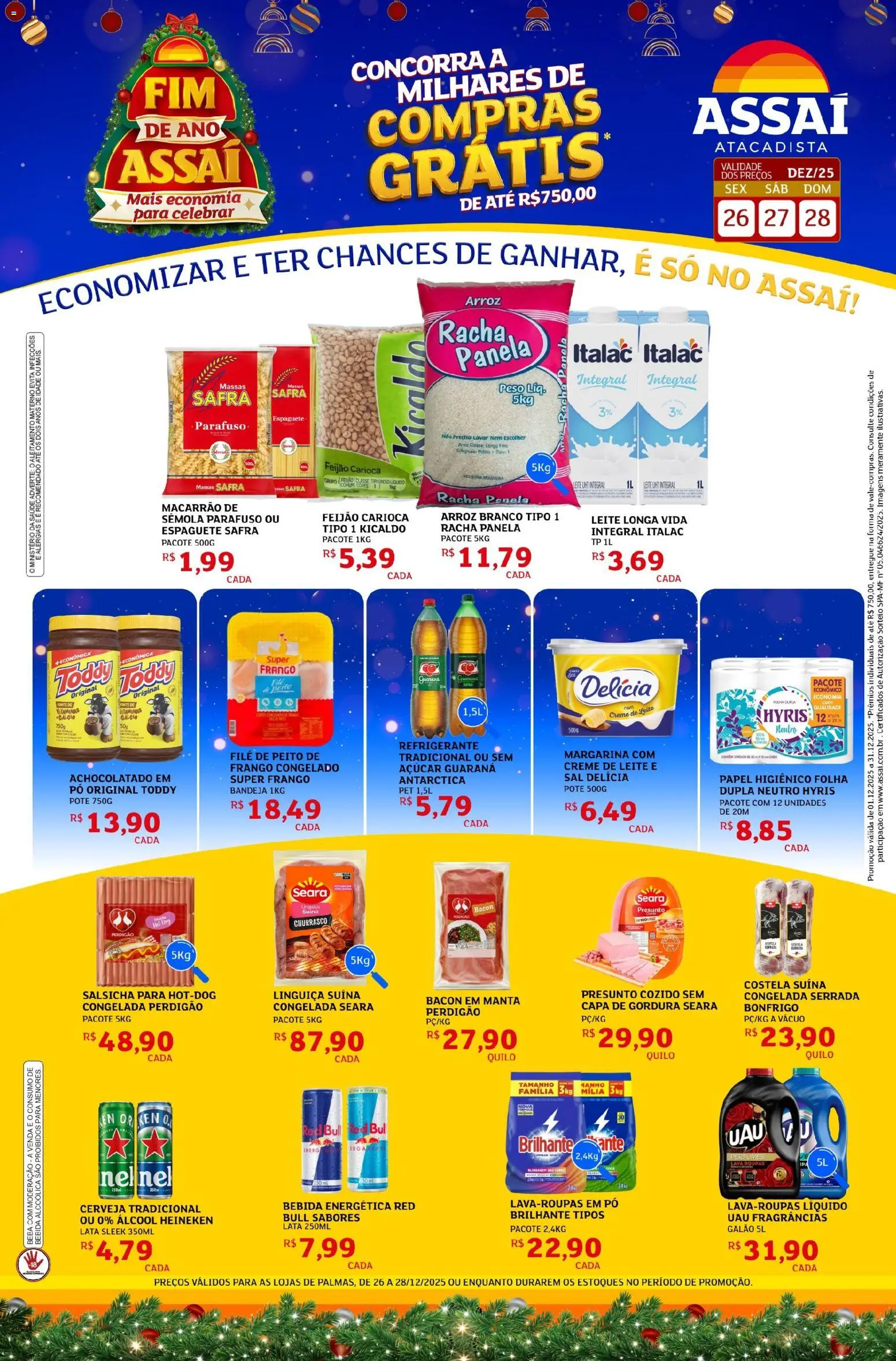 Assaí Atacadista Folheto - válido de 27.12.2025 | Página: 1 | Produtos: Guaraná, Salsicha, Bandeja, Sal