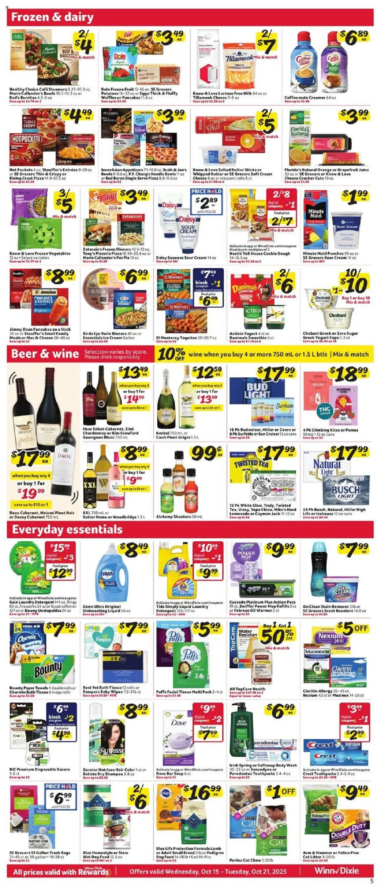 Winn Dixie Weekly Ad - valid from 15.10.2025 | Page: 7 | Products: Butter, Pizza, Ice cream, Vegetables