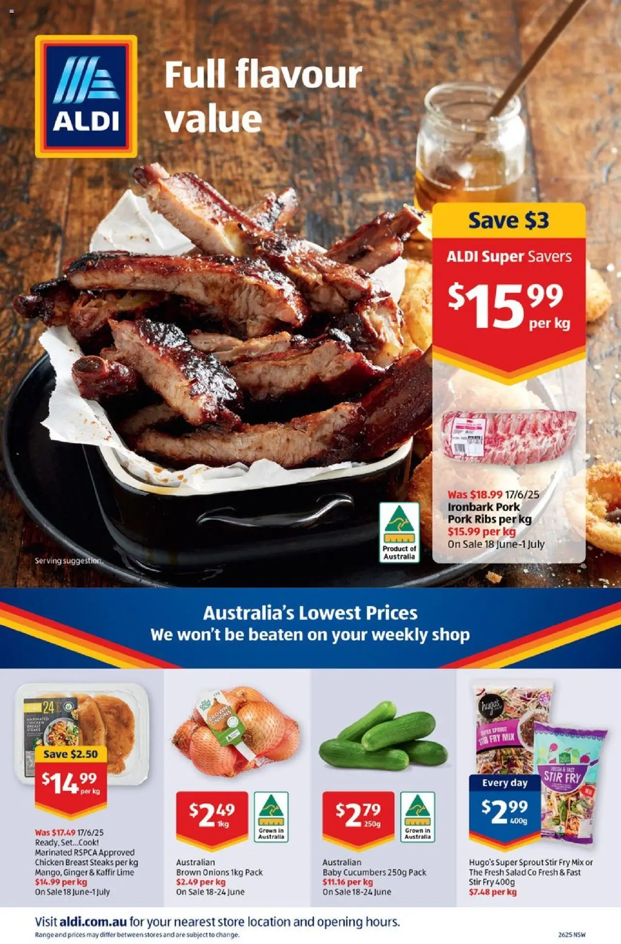 Aldi catalogue - valid from 25.06.2025 | Page: 24 | Products: Chicken, Pork, Cucumbers, Onions