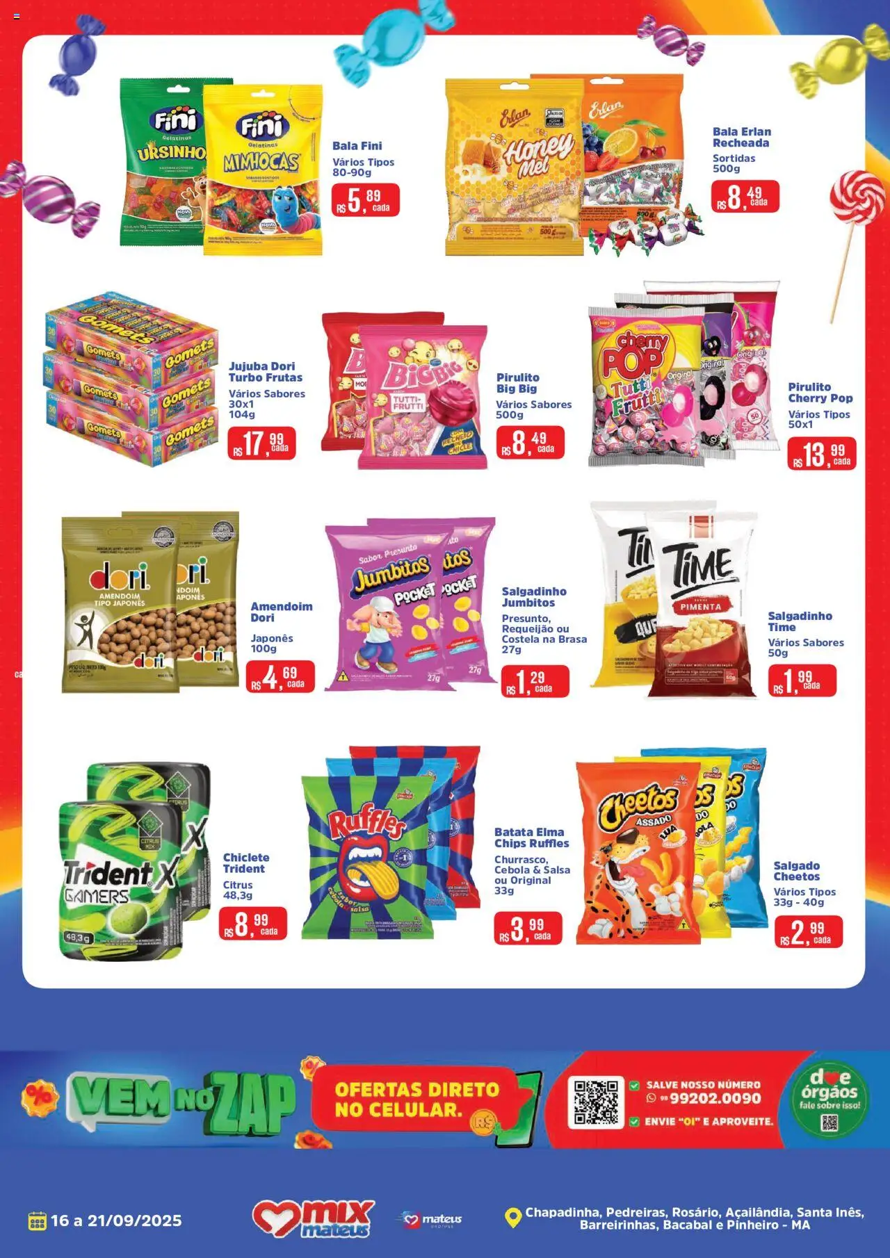 Mateus Folheto - válido de 16.09.2025 | Página: 2 | Produtos: Cebola, Cheetos, Requeijão, Bala