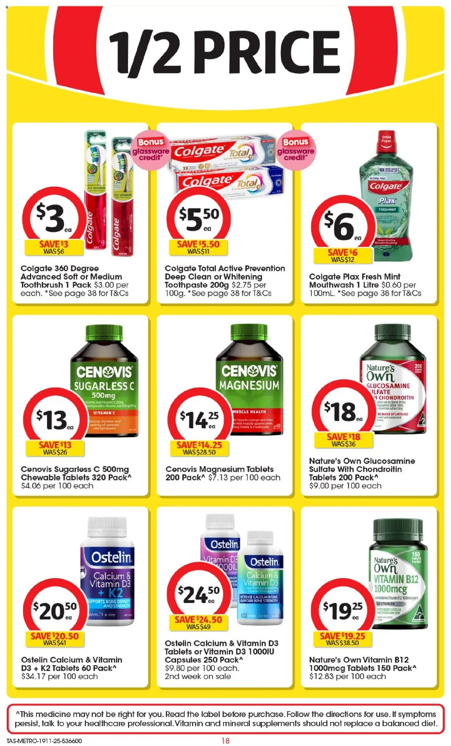 Coles catalogue - valid from 19.11.2025 | Page: 19 | Products: Glassware, Mouthwash, Toothbrush, Vitamin