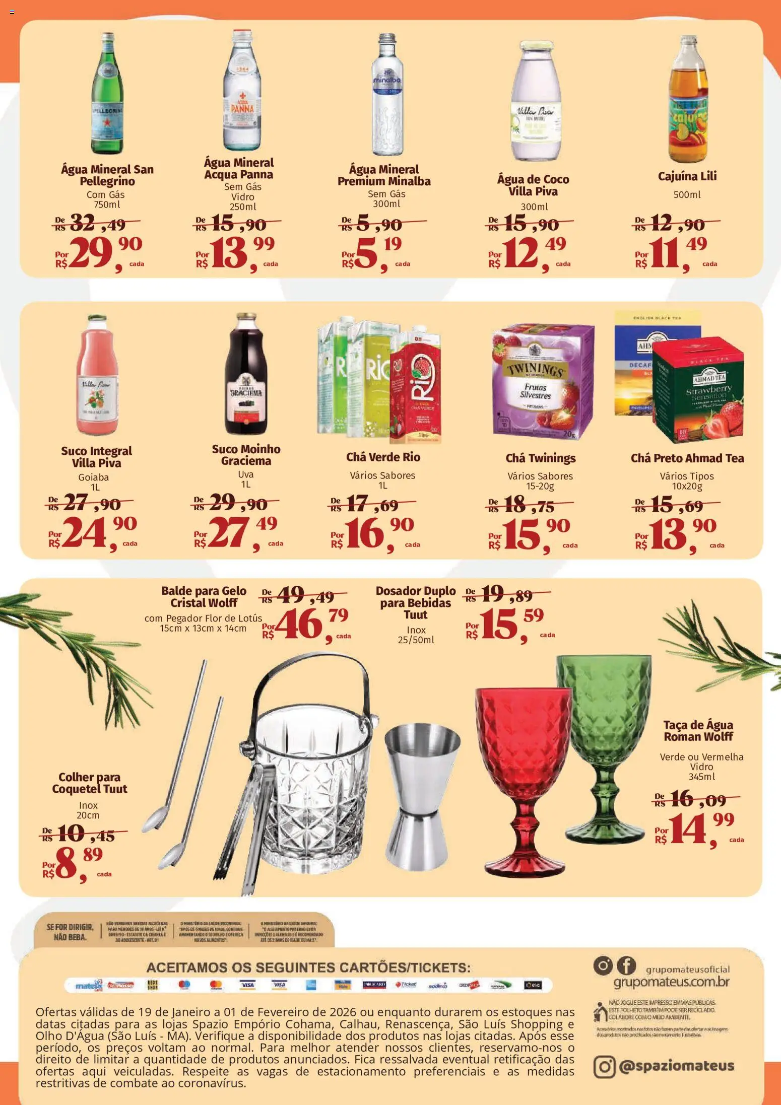 Mateus Folheto - válido de 19.01.2026 | Página: 4 | Produtos: Goiaba, Suco, Água mineral, Balde