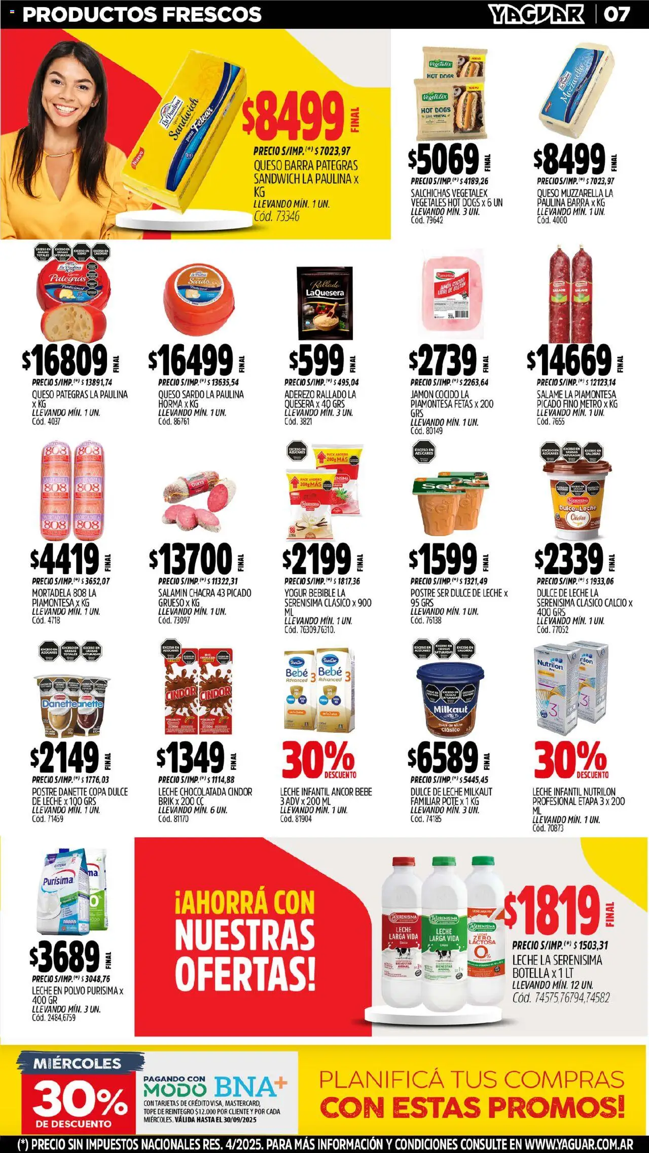 Yaguar - Bahía Blanca │ válido desde el 15.09.2025 | Página: 7 | Productos: Botella, Jamón cocido, Aderezo, Dulce de leche