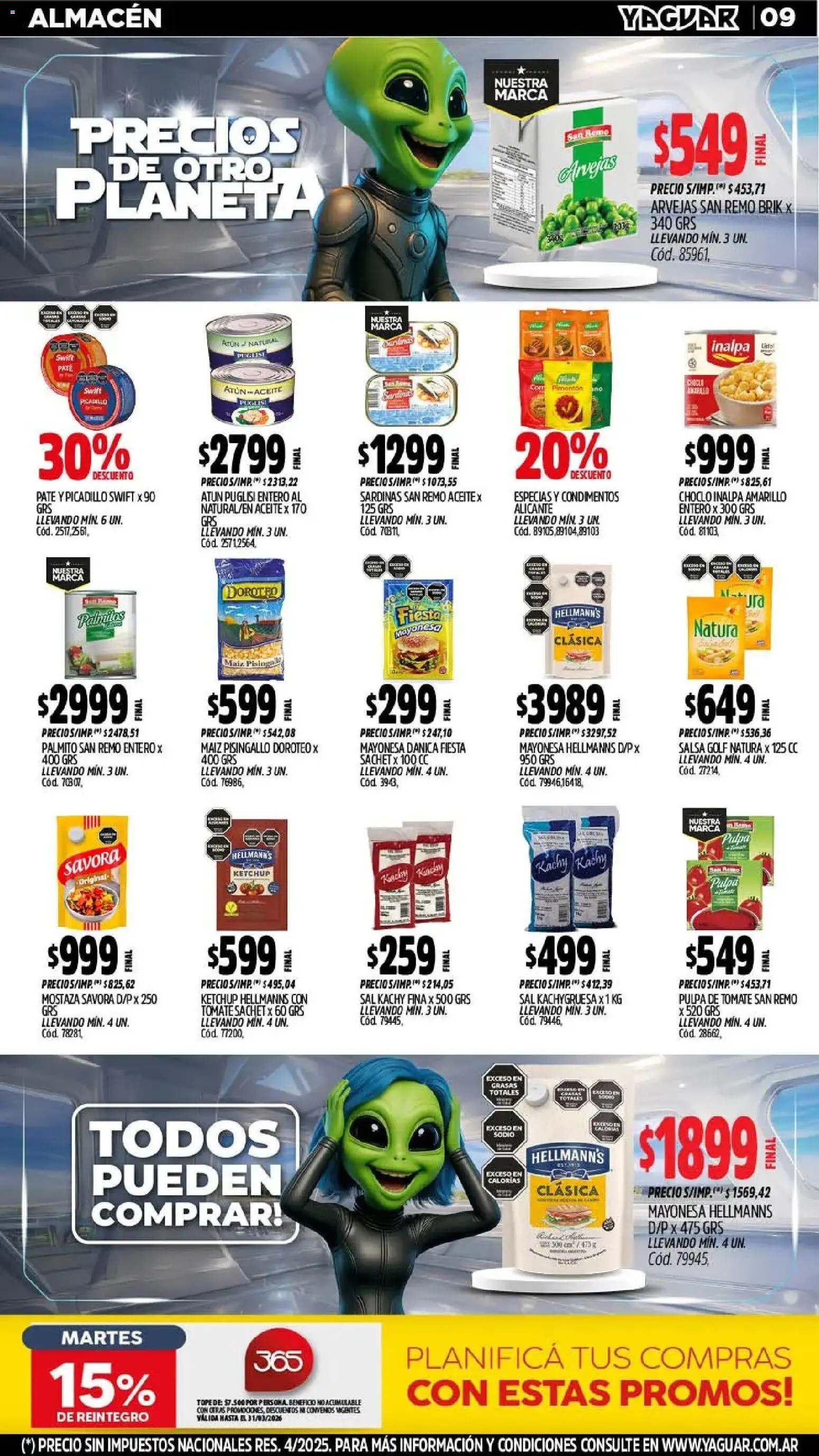 Yaguar - Oferta Semanal Jujuy │ válido desde el 02.03.2026 | Página: 9 | Productos: Aceite, Mayonesa, Ketchup, Atún