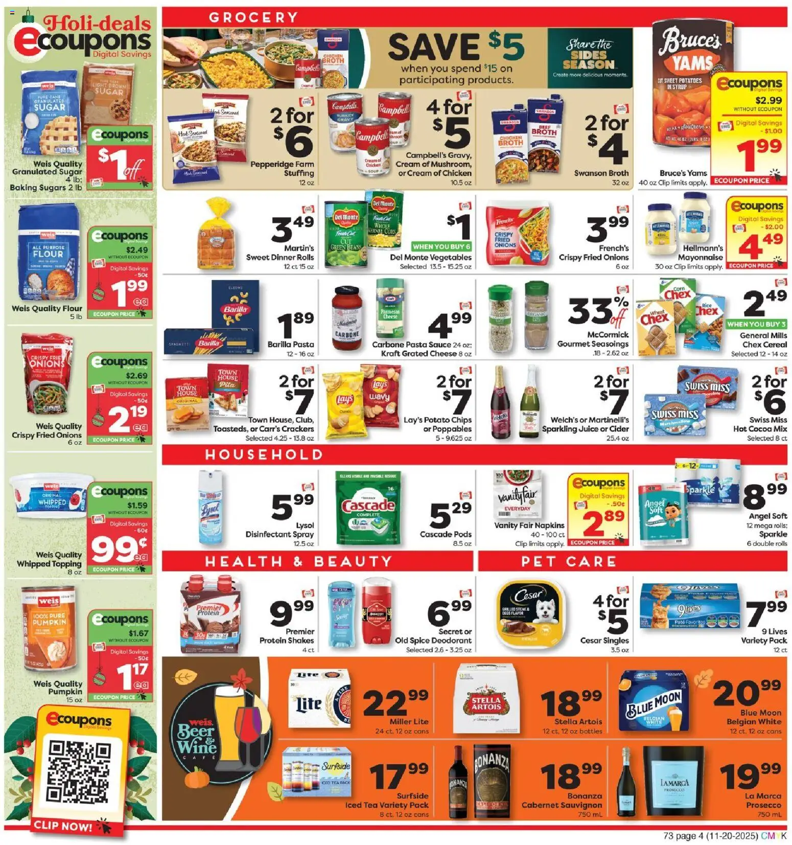Weis Weekly Circular - VA - valid from 20.11.2025 | Page: 4 | Products: Corn, Beef, Cream, Vegetables