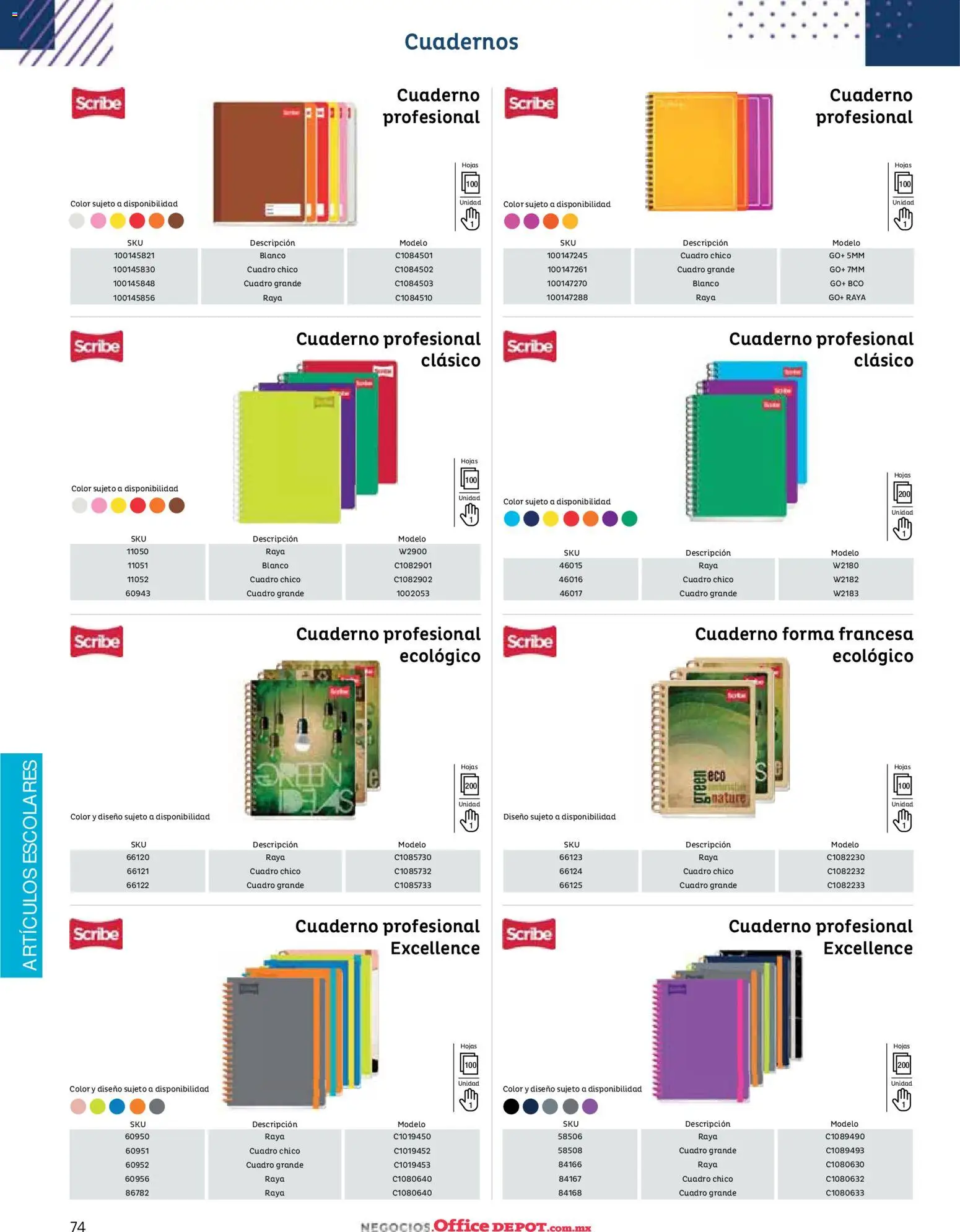 Nuevas ofertas de Office Depot válidas en toda la República Mexicana desde el 12.01.2026. ¡Encuentra las mejores ofertas en Office Depot catálogo 2026! | Página: 76 | Productos: Cuadro, Cuaderno
