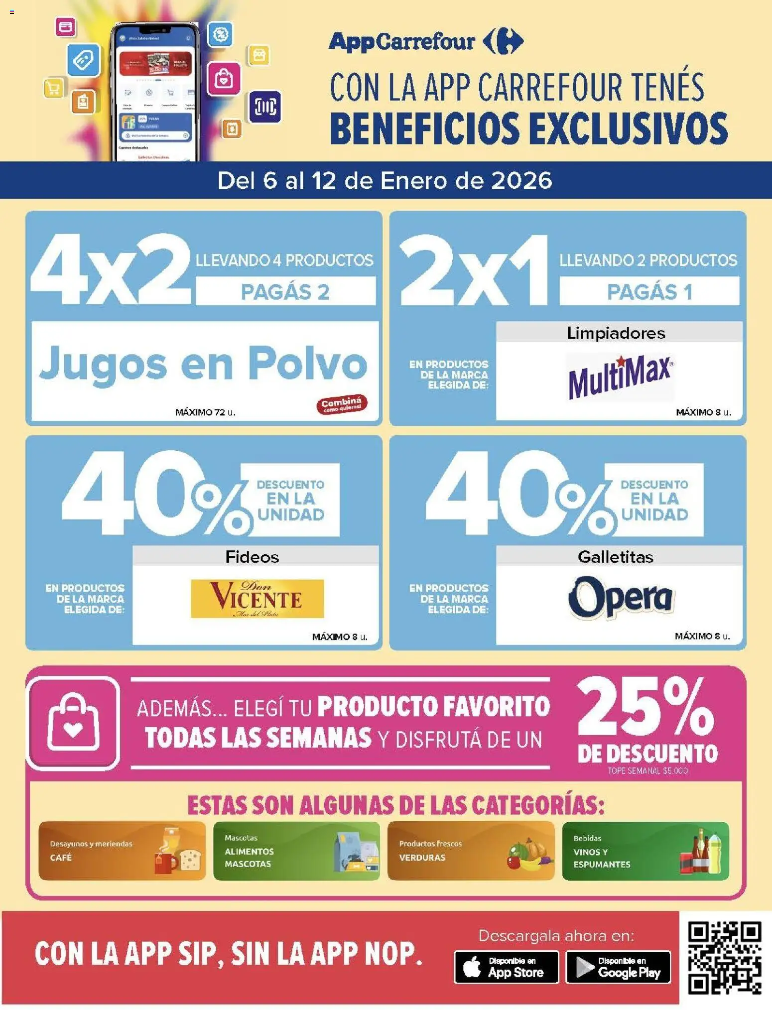 Carrefour ofertas │ válido desde el 06.01.2026 | Página: 3 | Productos: Galletitas, Polvo, Café, Fideos