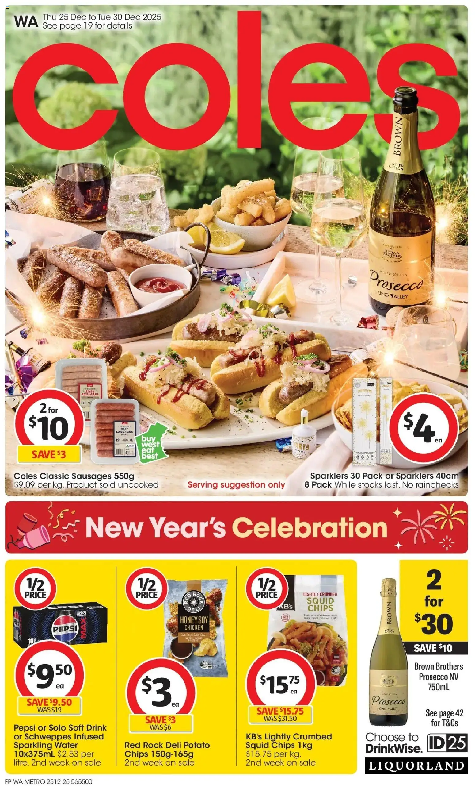Coles catalogue - valid from 25.12.2025 | Page: 1 | Products: Chicken, Beef, Pepsi, Water