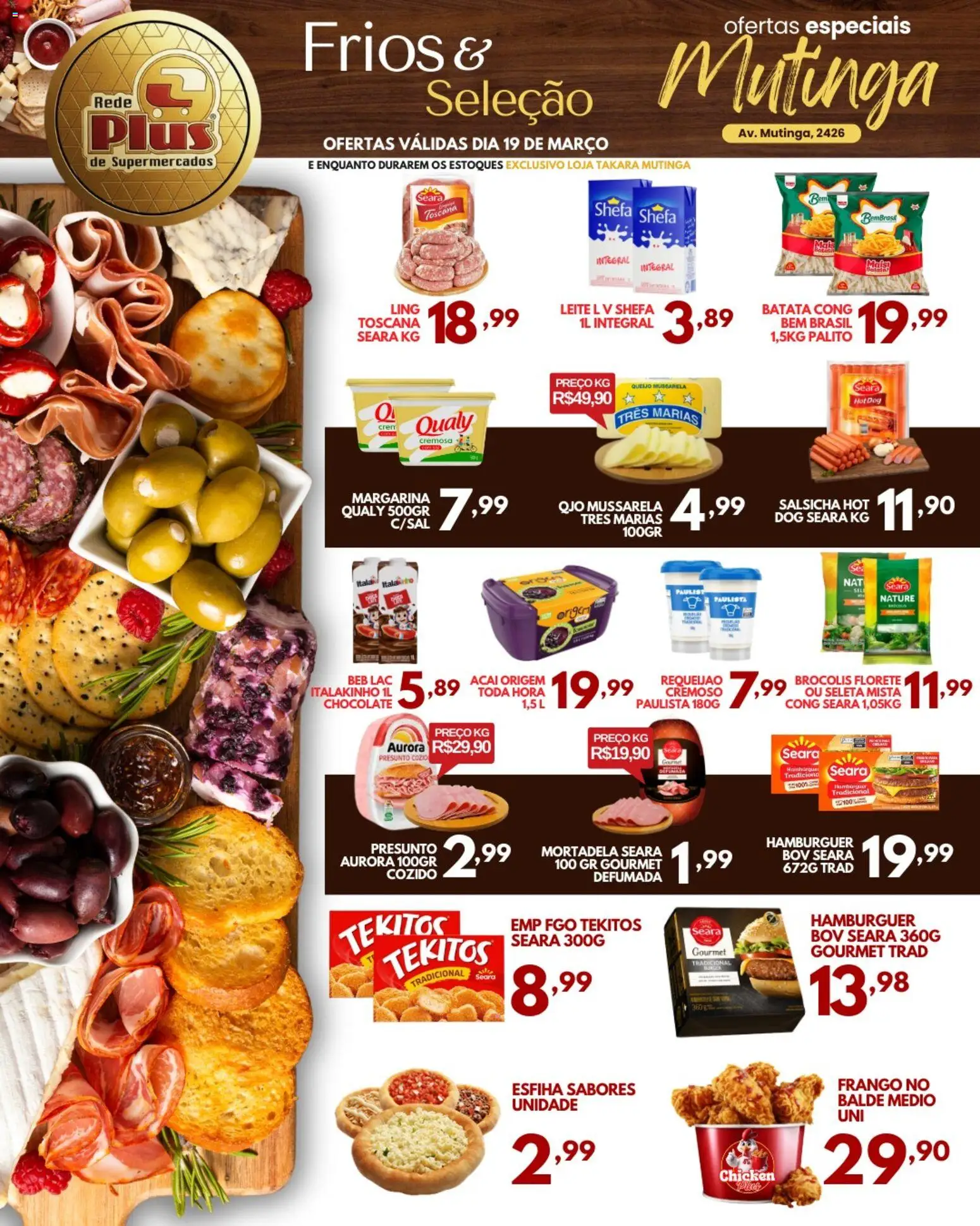 Rede Plus Supermercados Folheto - válido de 19.03.2026 | Página: 1 | Produtos: Leite, Batata, Açaí, Balde