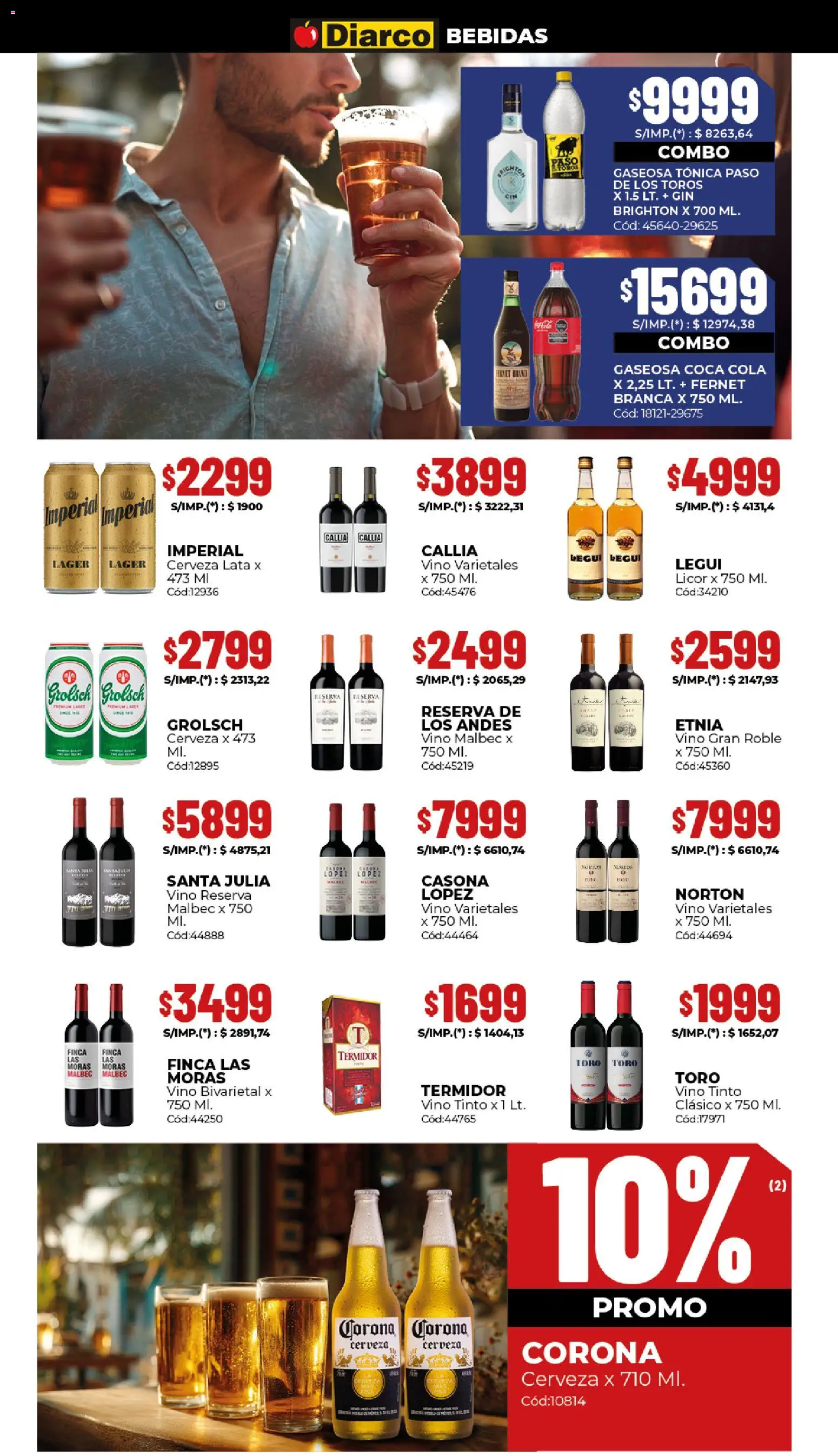 Diarco ofertas │ válido desde el 10.11.2025 | Página: 9 | Productos: Gin, Gaseosa, Vino, Cerveza