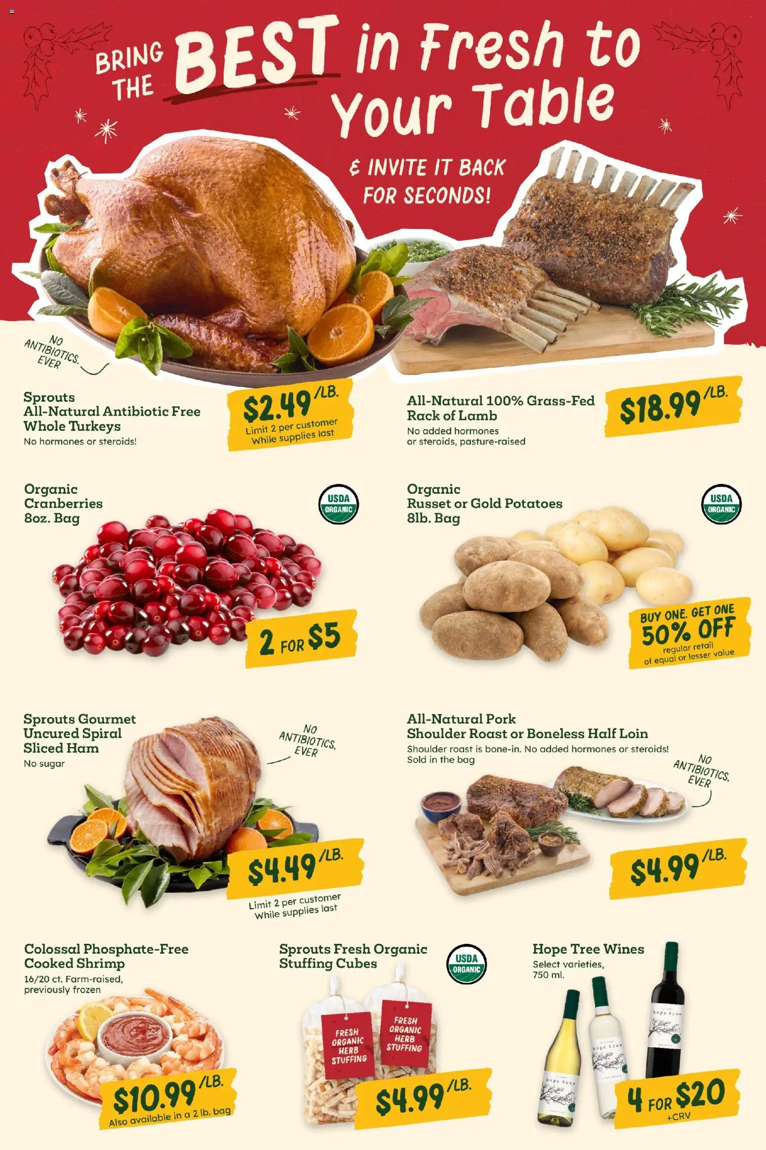 Sprouts Weekly Ad - valid from 19.11.2025 | Page: 3 | Products: Table, Ham, Potatoes, Bag