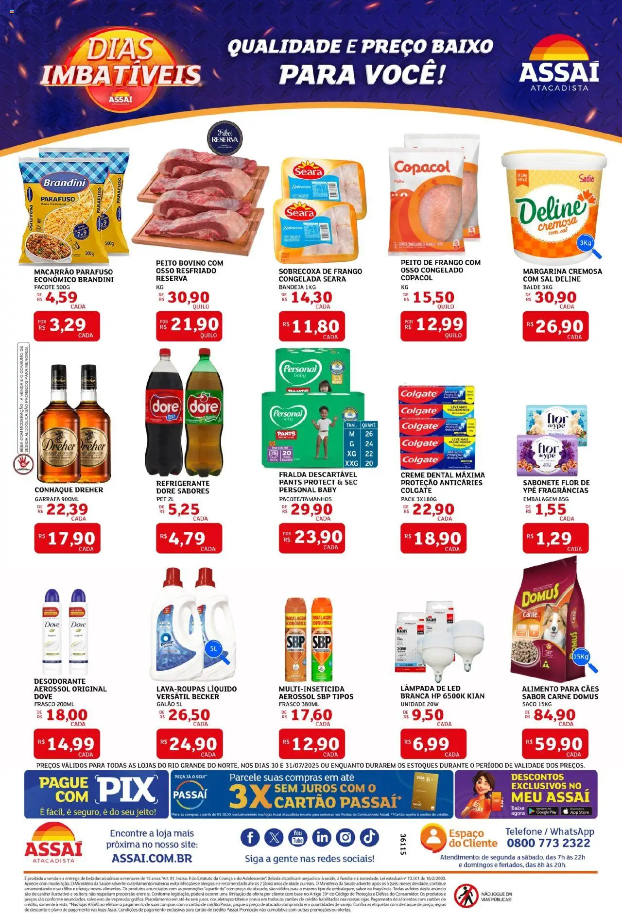 Assaí Atacadista Folheto - válido de 30.07.2025 | Página: 2 | Produtos: Desodorante, Carne, Frango, Peito de frango
