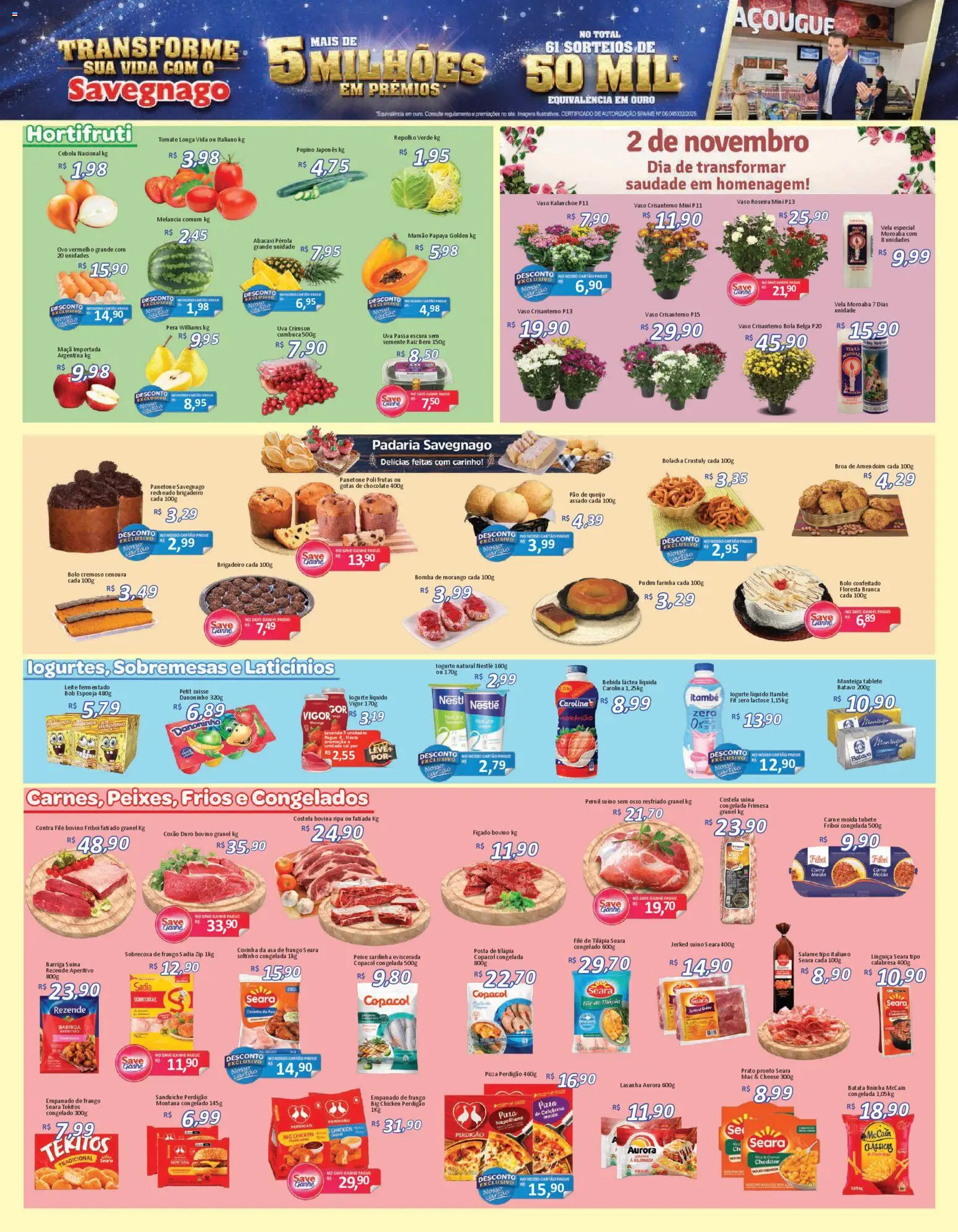 Savegnago Folheto - válido de 30.10.2025 | Página: 2 | Produtos: Cebola, Pão, Salame, Frango