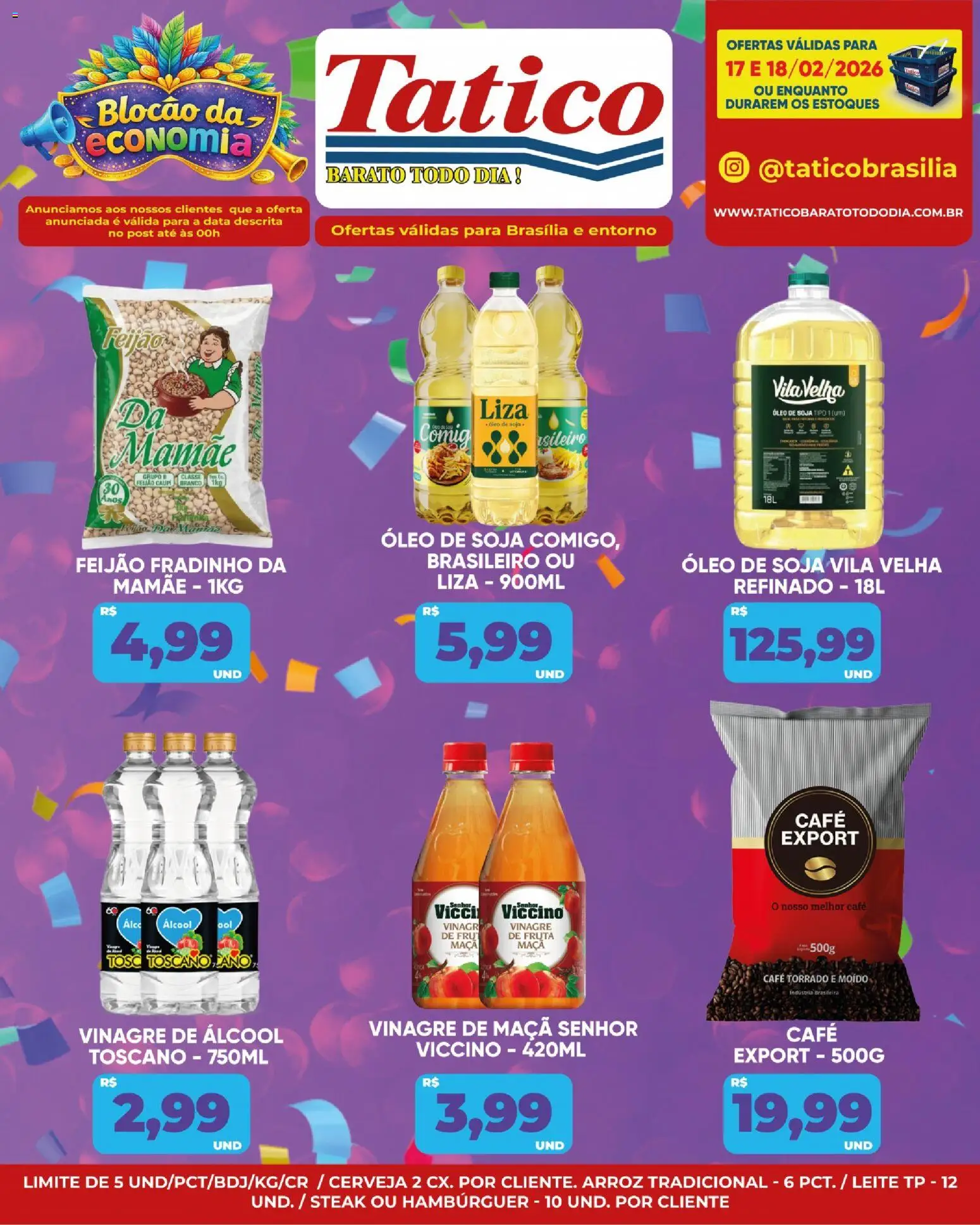 Tatico Folheto - válido de 19.02.2026 | Página: 22 | Produtos: Vinagre, Café, Arroz, Hambúrguer