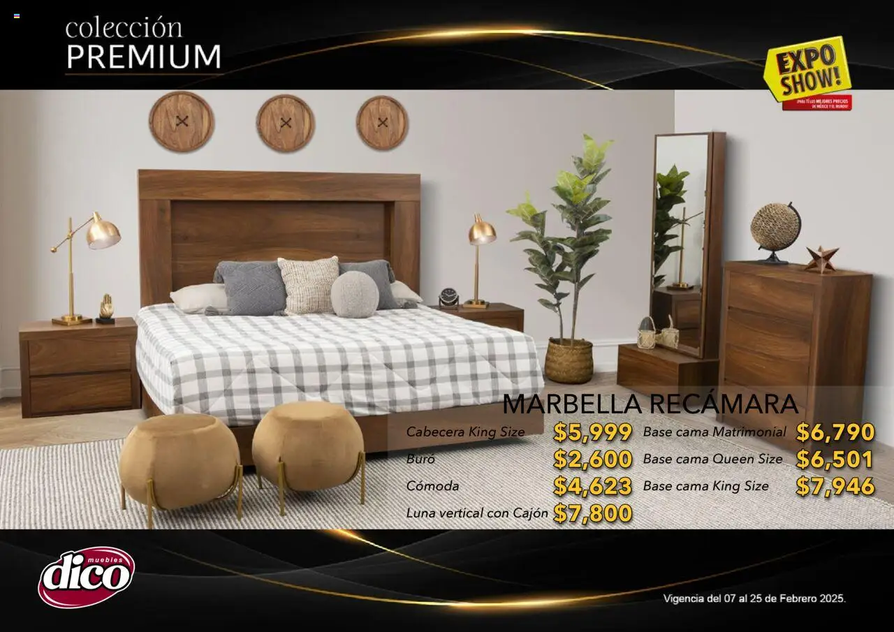 Nuevas ofertas de Muebles Dico válidas en toda la República Mexicana desde el 06.02.2025. ¡Encuentra las mejores ofertas en Muebles Dico catálogo Exposhow Premium! | Página: 39 | Productos: Cabecera, Cama, Buró